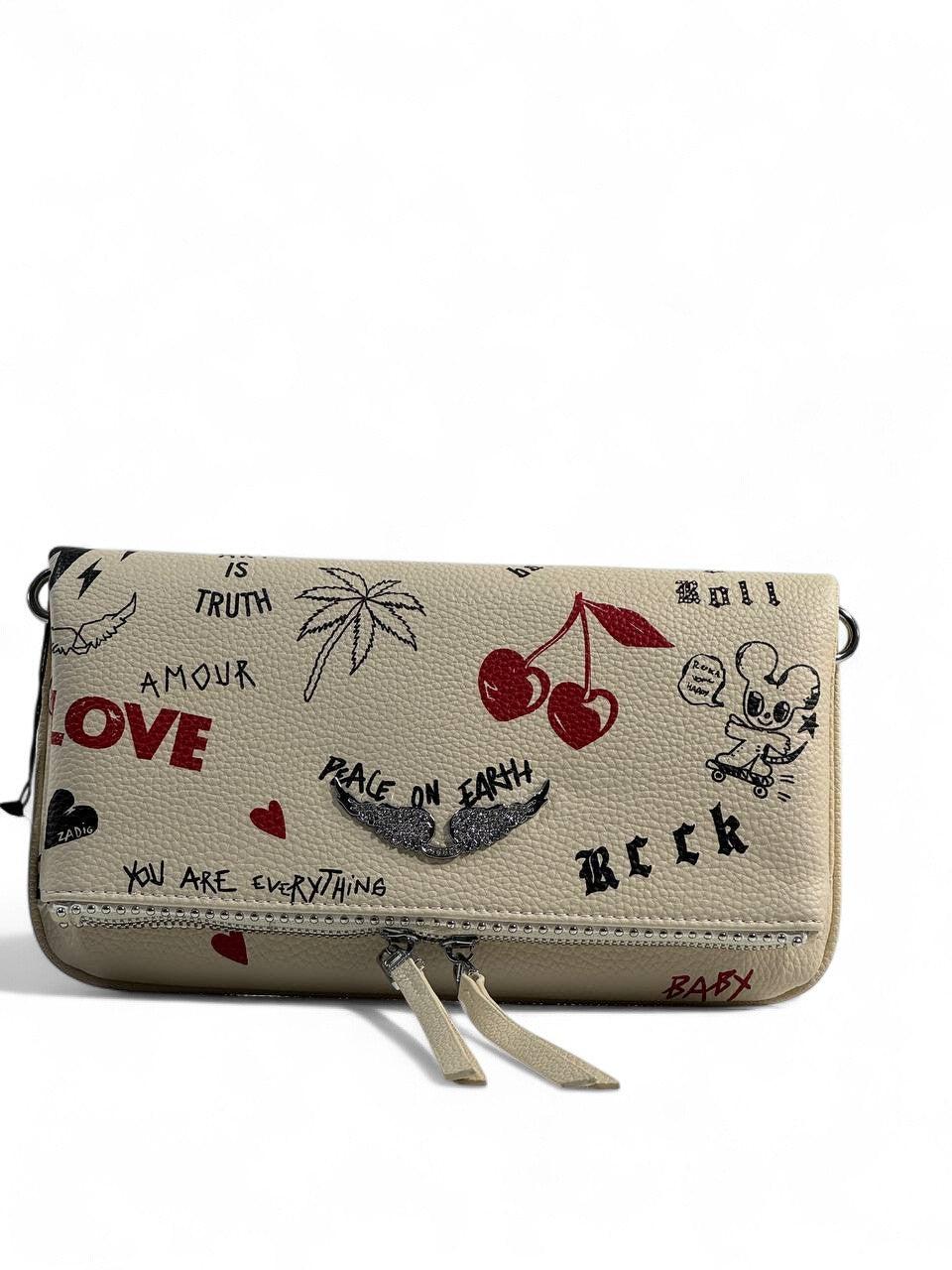 Zadig & Voltaire Graffiti Cream Clutch ✨🎨 | Playful Parisian Chic