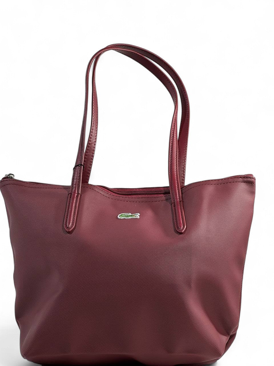 🍷 Lacoste Medium Tote Bag – Deep Burgundy | Timeless Elegance 🐊✨