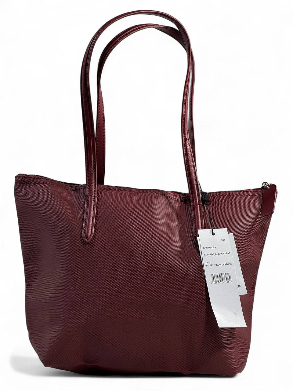 🍷 Lacoste Medium Tote Bag – Deep Burgundy | Timeless Elegance 🐊✨