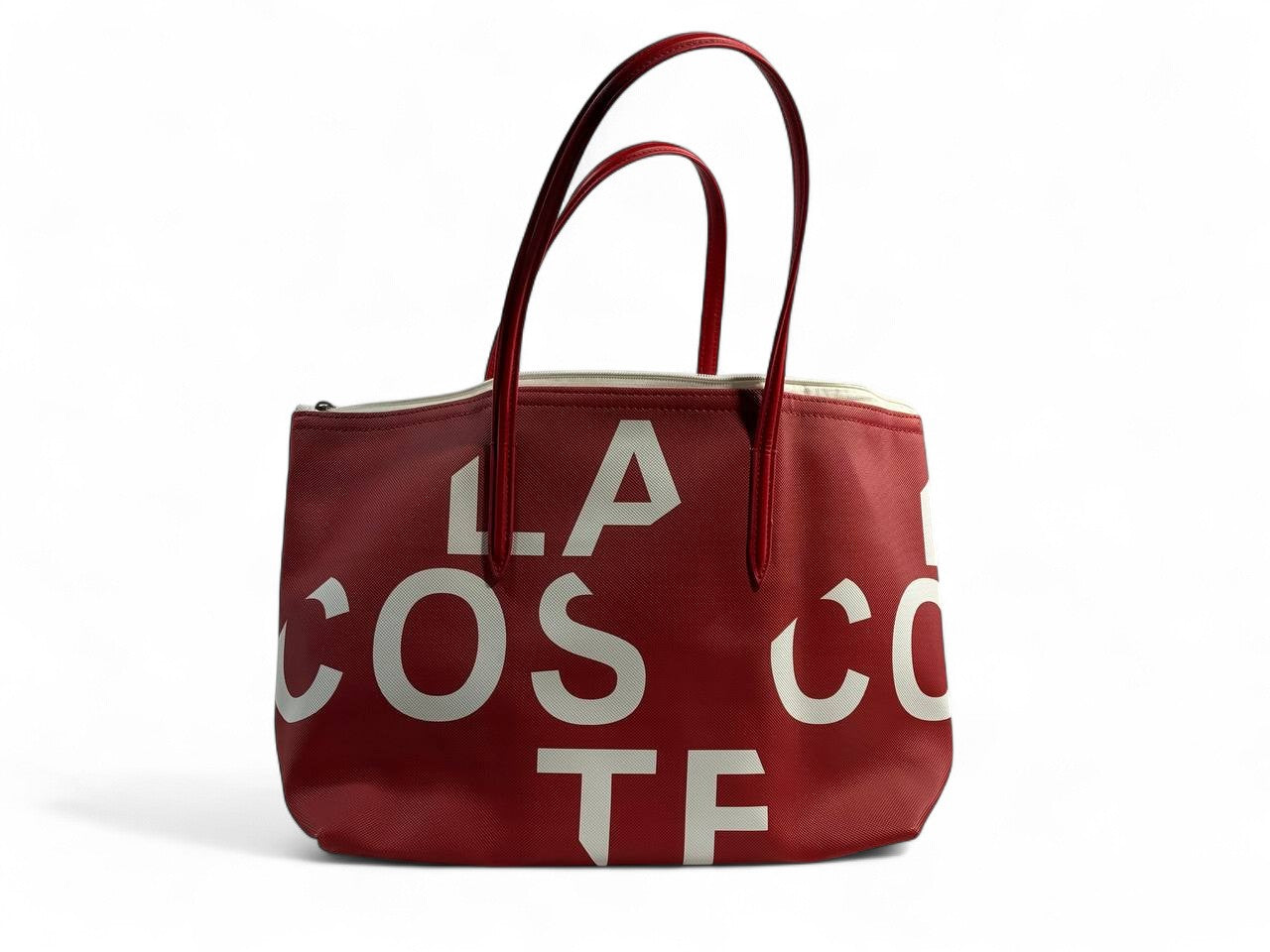 🔥 Lacoste Red Logo Print Tote Bag – Medium | Sporty Chic 🐊👜