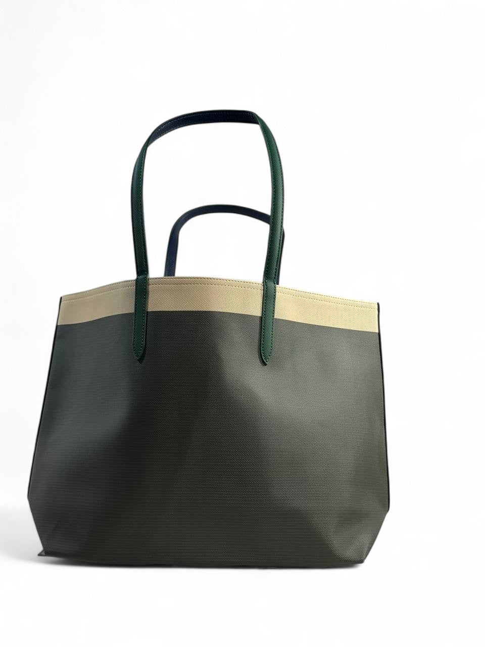 Lacoste Double-Face Tote Bag with Pouch – Green & Navy | Elegant Reversible Design 👜✨
