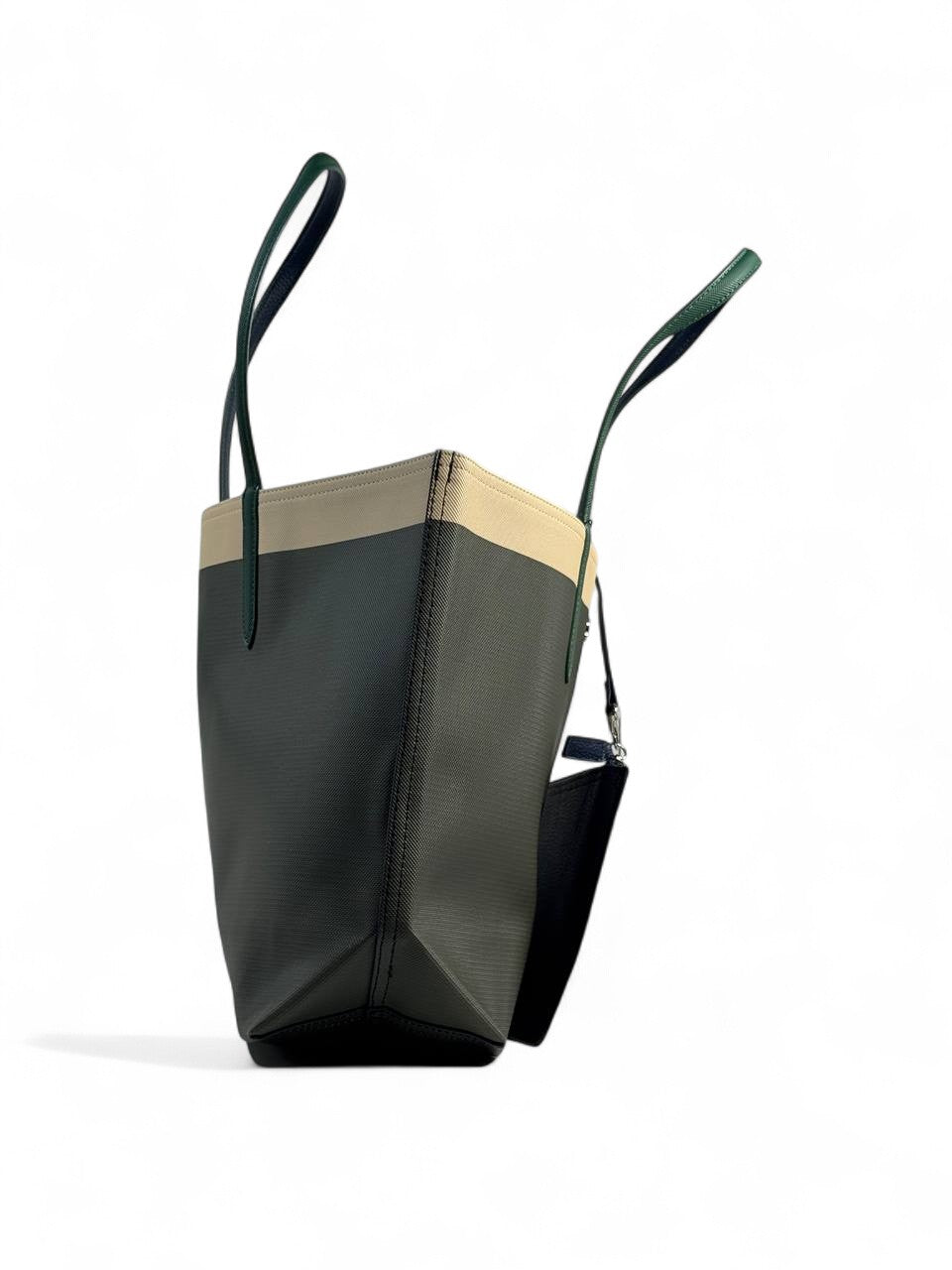 Lacoste Double-Face Tote Bag with Pouch – Green & Navy | Elegant Reversible Design 👜✨