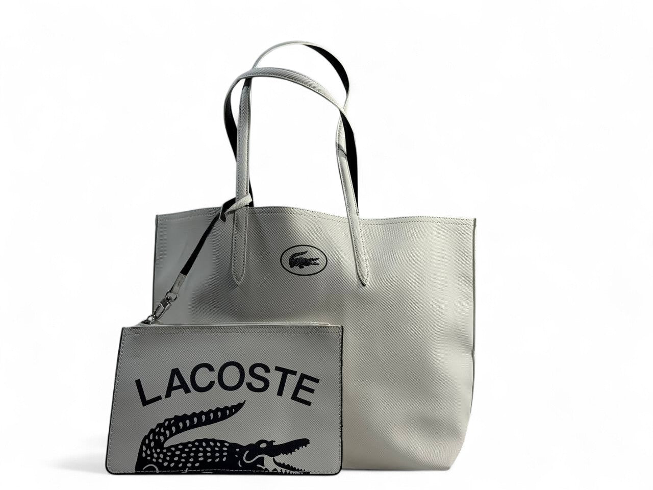 Lacoste Double-Face Large Tote Bag 🖤🤍 — Reversible with Logo Pouch | Premium Chic Style