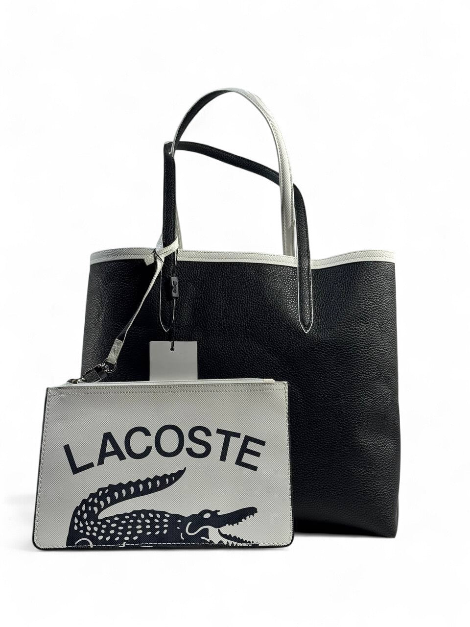 Lacoste Double-Face Large Tote Bag 🖤🤍 — Reversible with Logo Pouch | Premium Chic Style