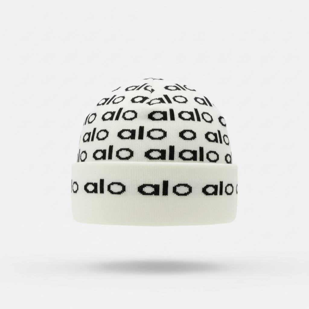 🤍 ALO Repeated Logo Knit Beanie – Clean Minimal Winter Luxury ❄️