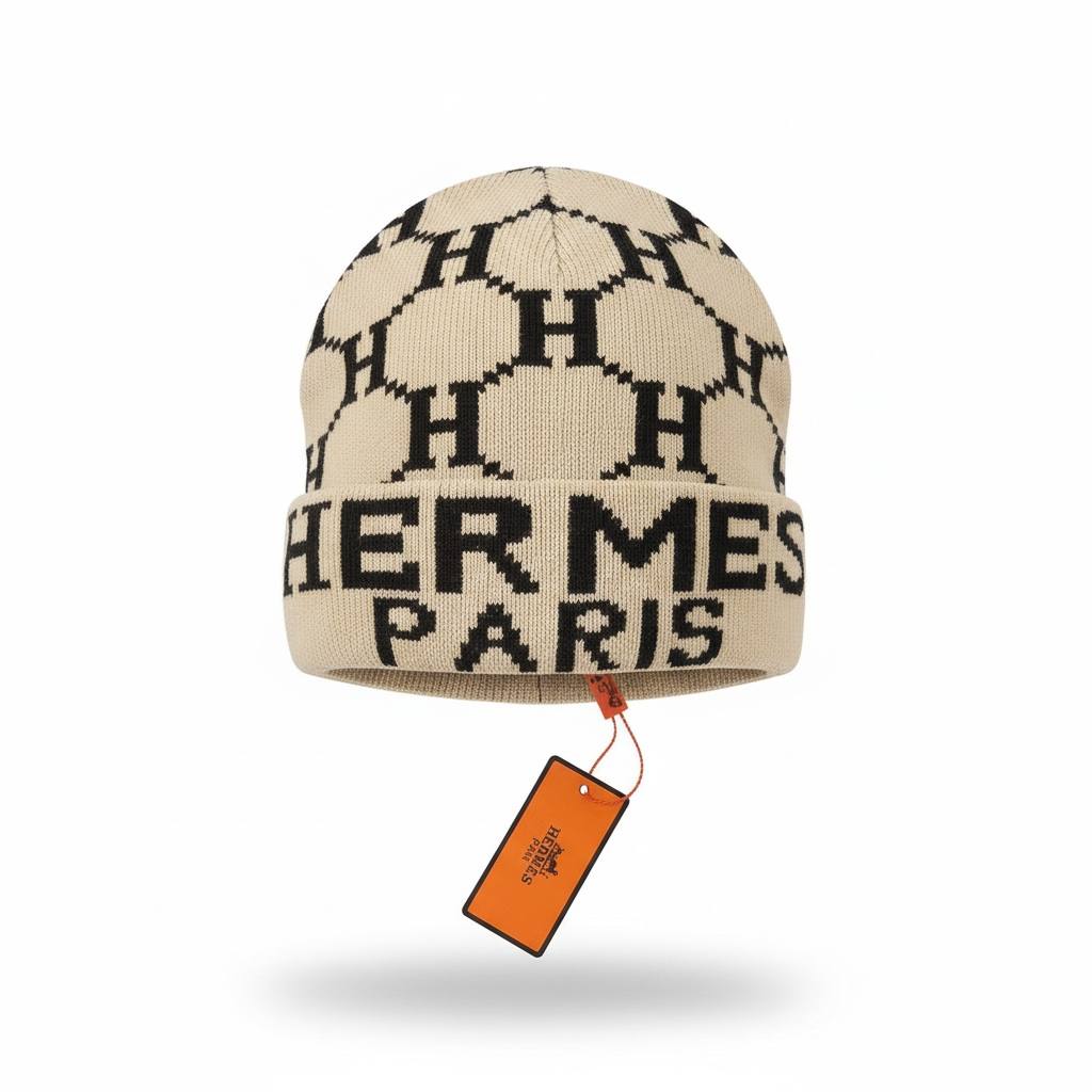 🤍 HERMÈS Paris Monogram Knit Beanie – Iconic French Winter Luxury ❄️
