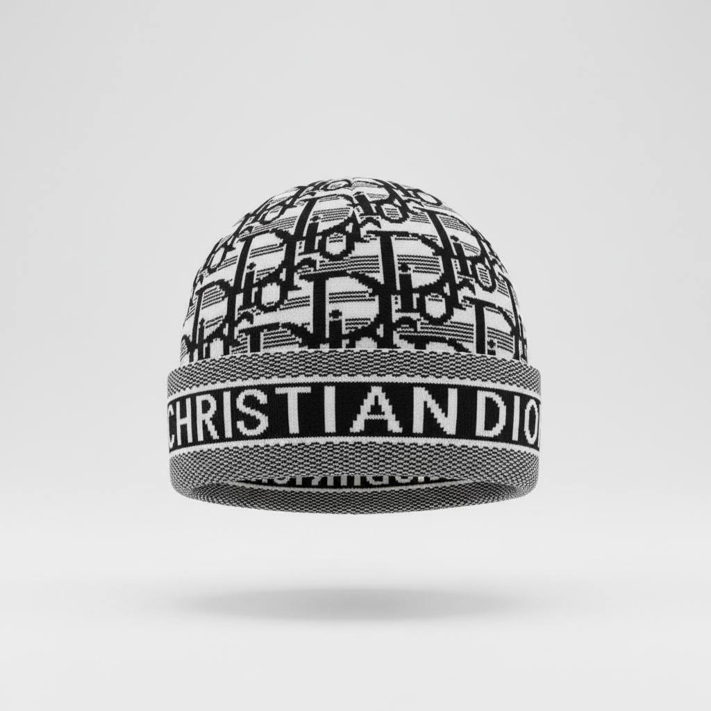 🤍 CHRISTIAN DIOR Oblique Knit Beanie – Parisian Winter Luxury ❄️