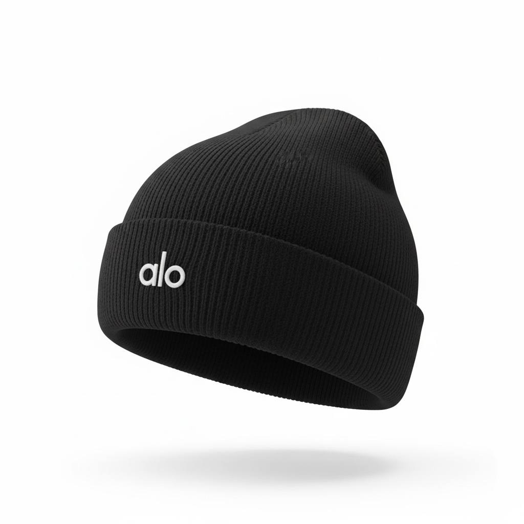 🖤 Alo Black Winter Knit Set – Beanie, Scarf & Gloves Premium Edition ❄️