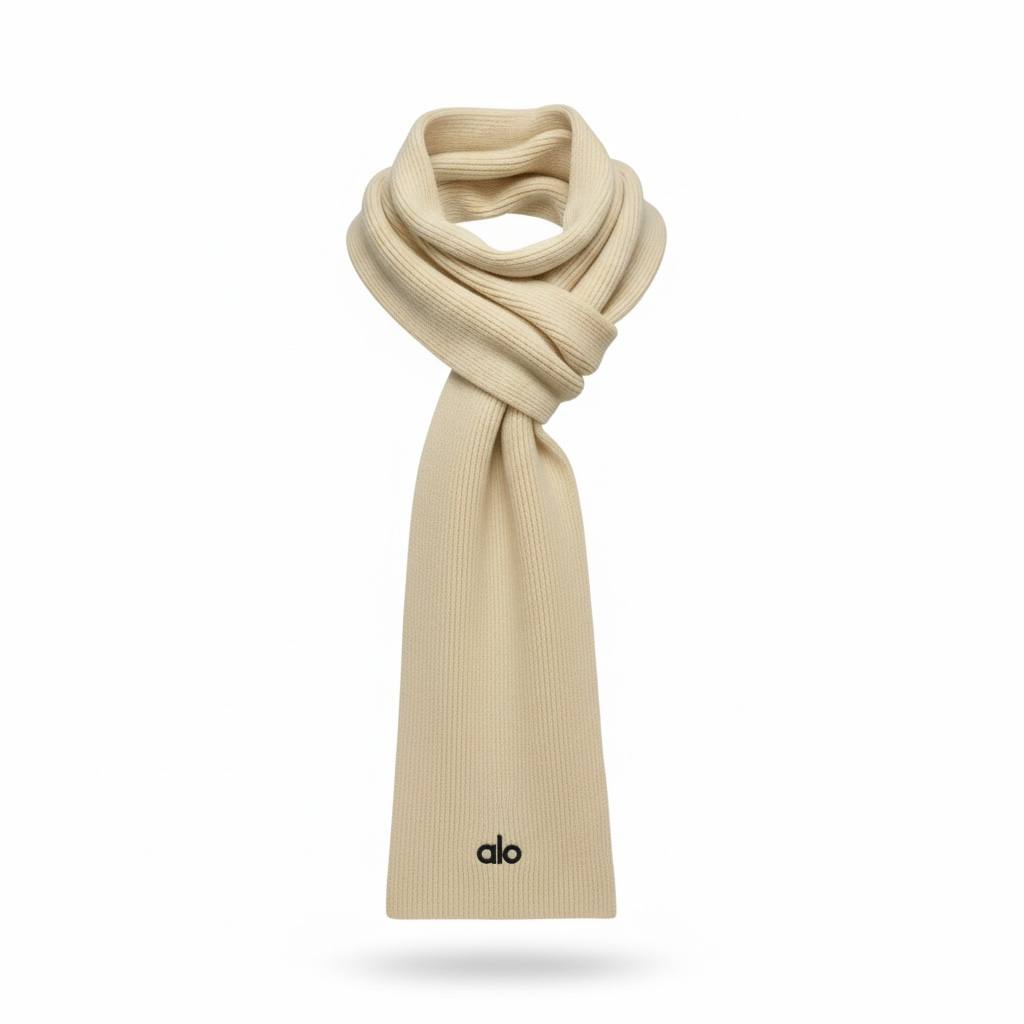 🤍 Alo Cream Winter Knit Set – Beanie, Scarf & Gloves Minimal Luxury ❄️