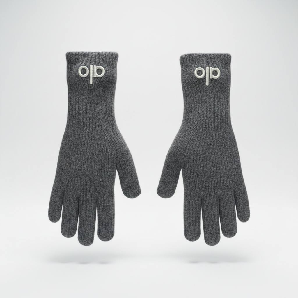 🩶 Alo Grey Winter Knit Set – Beanie, Scarf & Gloves Minimal Comfort ❄️