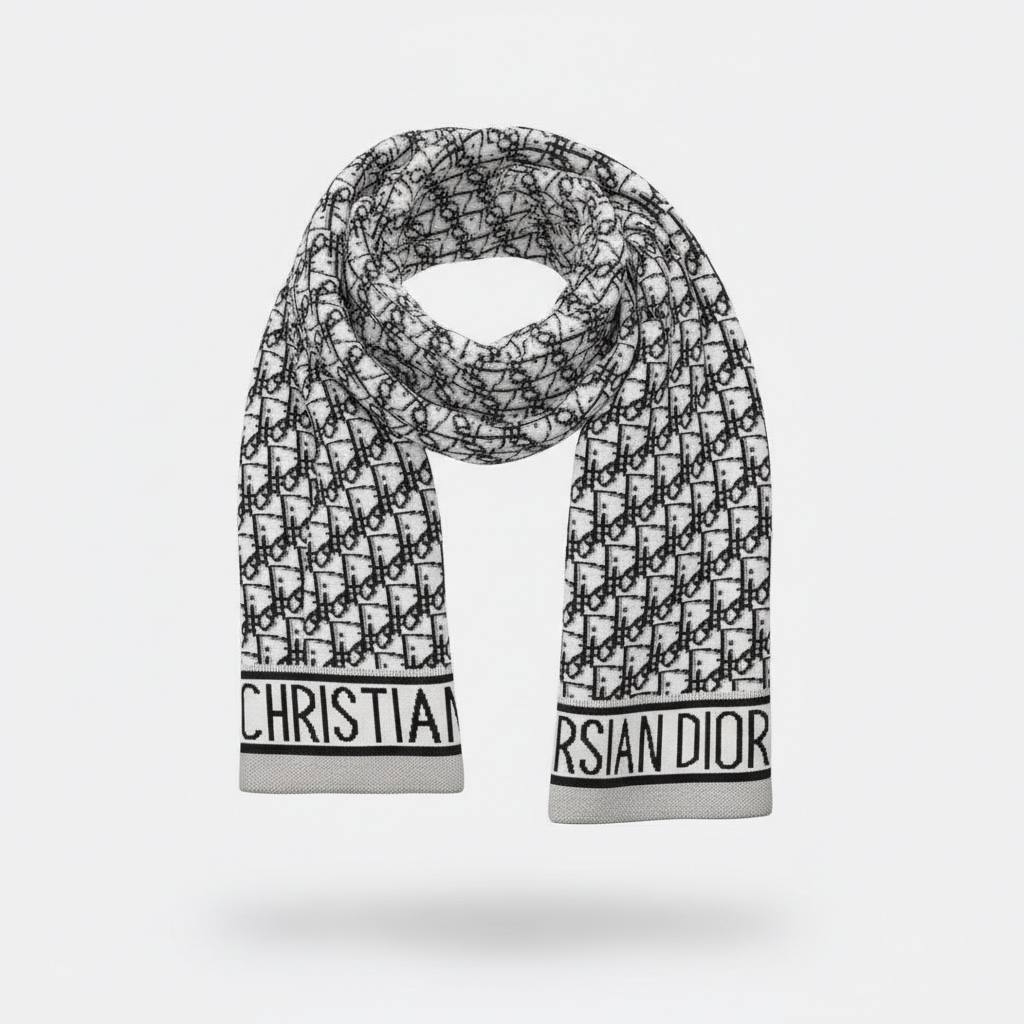 🖤 Christian Dior Oblique Knit Scarf – Timeless Parisian Elegance ❄️