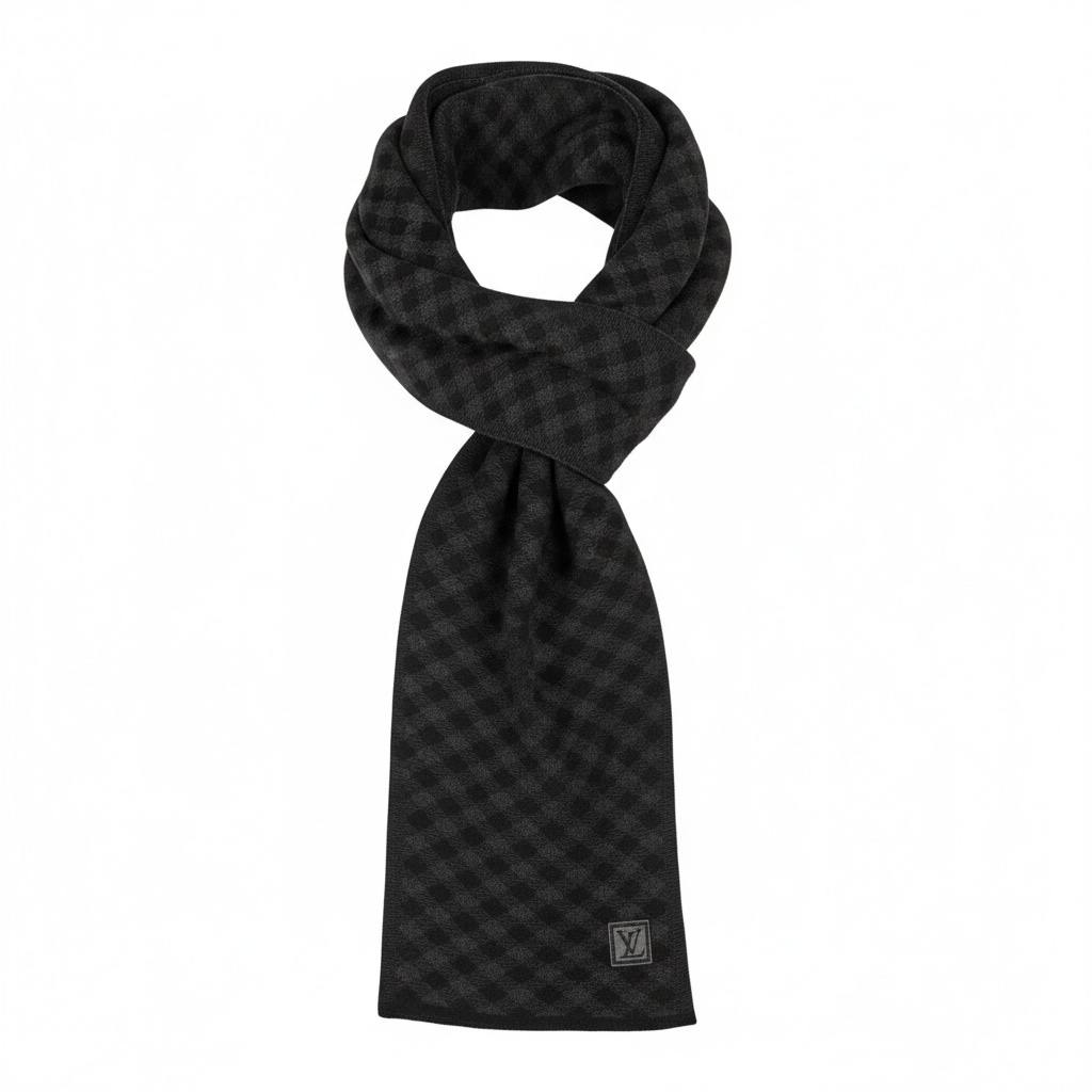 🖤 Louis Vuitton Black Monogram Knit Scarf – Timeless Winter Elegance ❄️