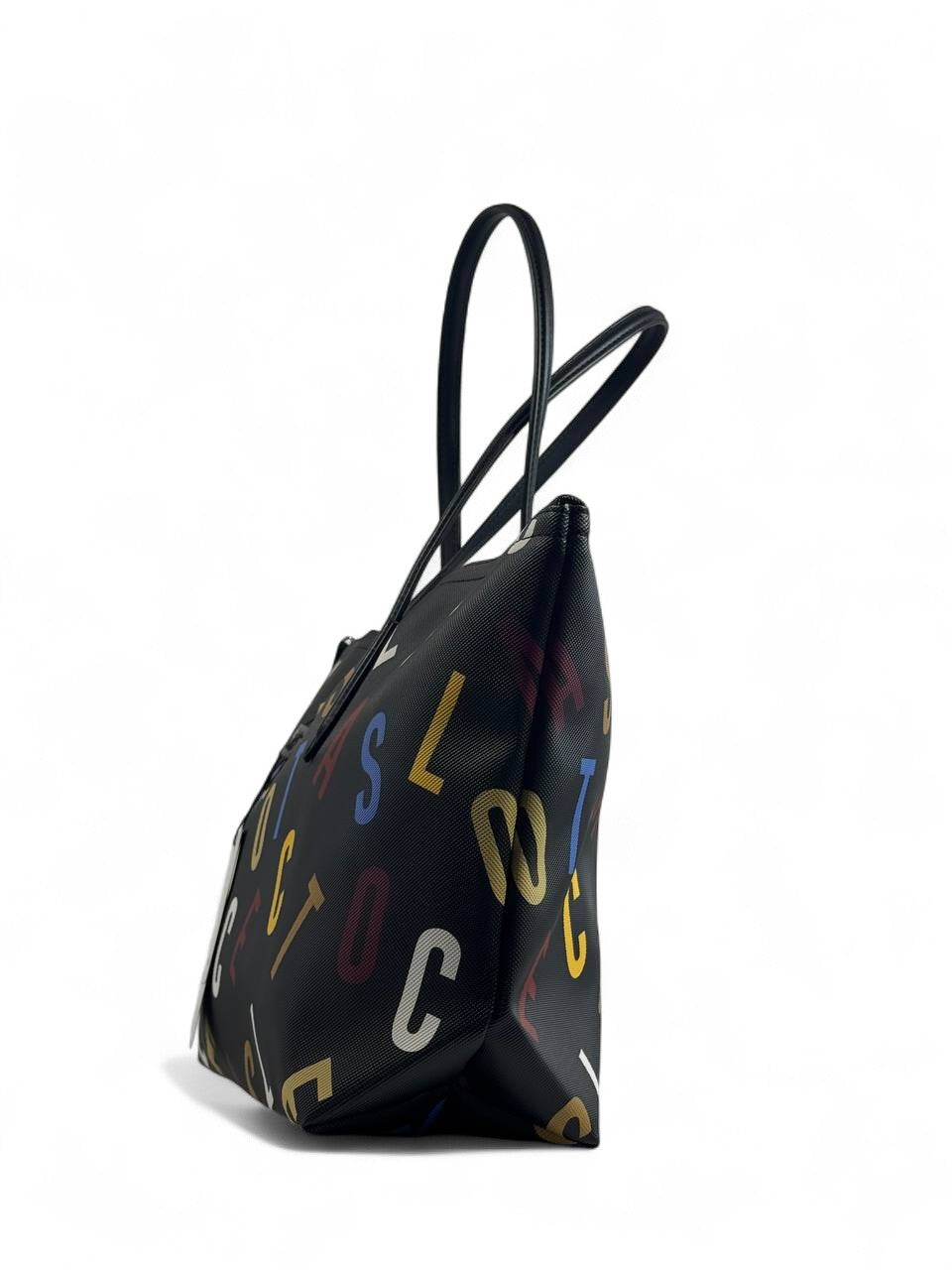 Lacoste Black Tote Bag – Multicolor Logo Edition 🐊🖤✨