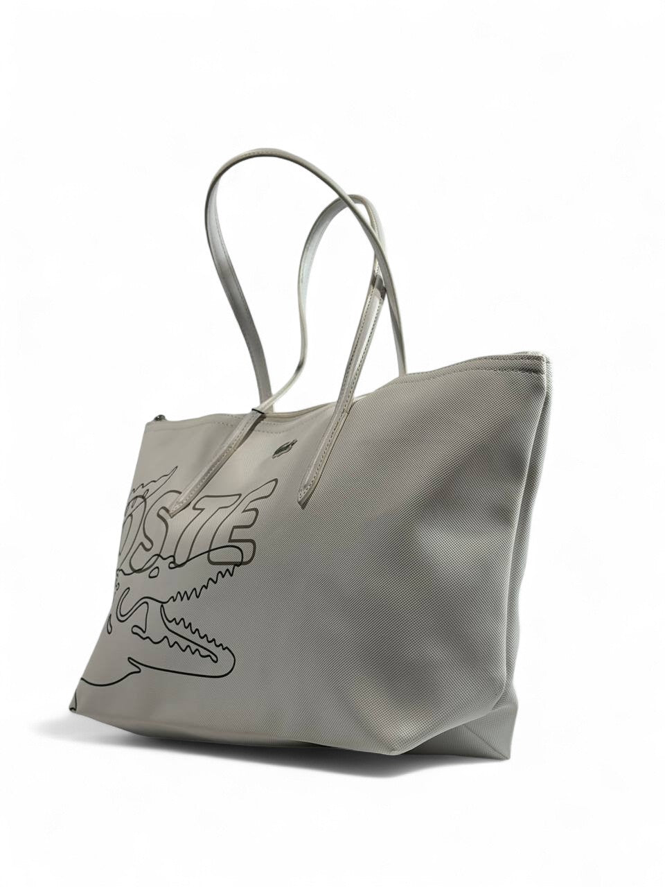 Lacoste White Tote Bag – Crocodile Outline Edition 🤍🐊