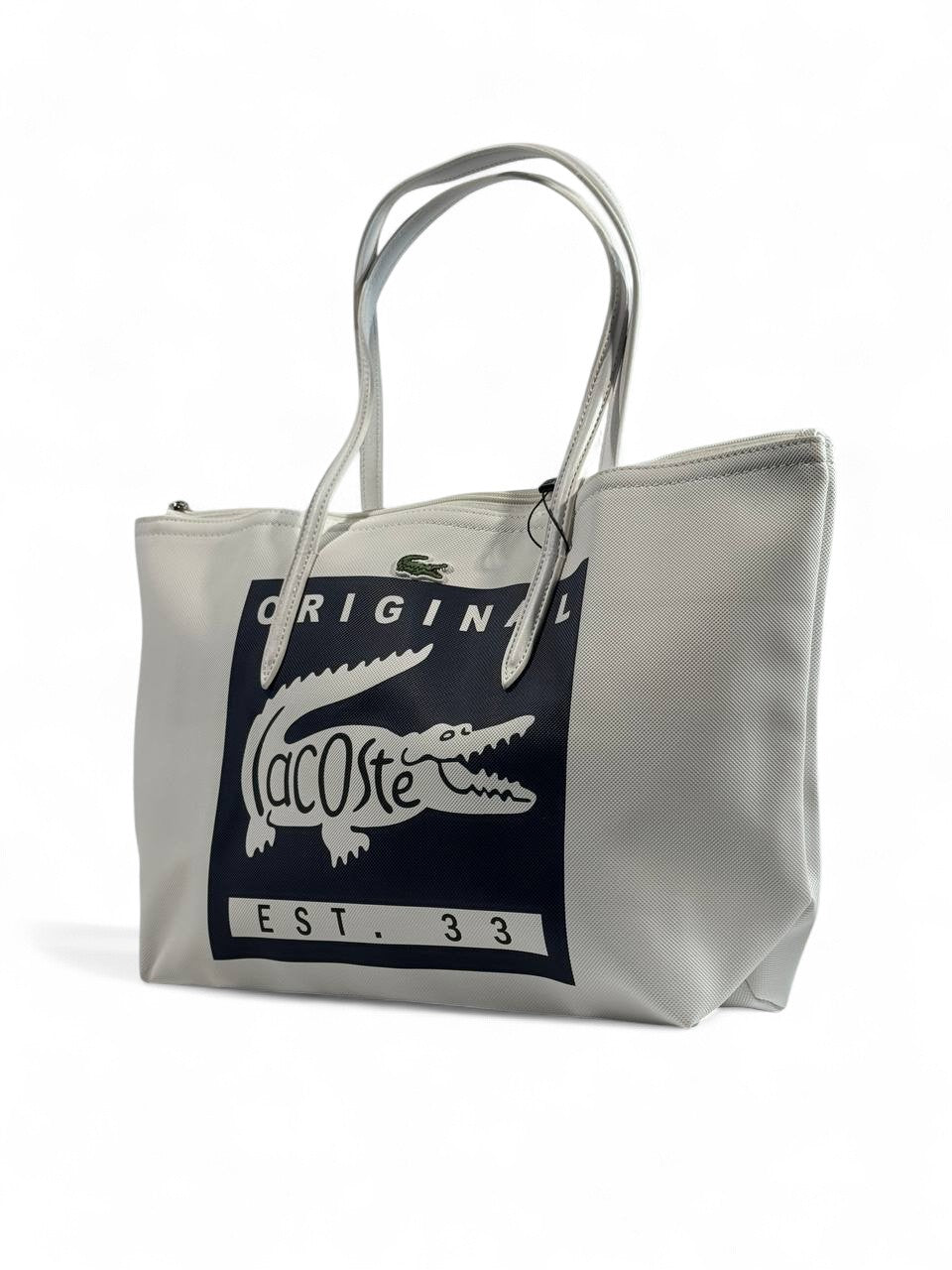 Lacoste White Tote Bag – Vintage Crocodile Logo Edition 🐊🤍