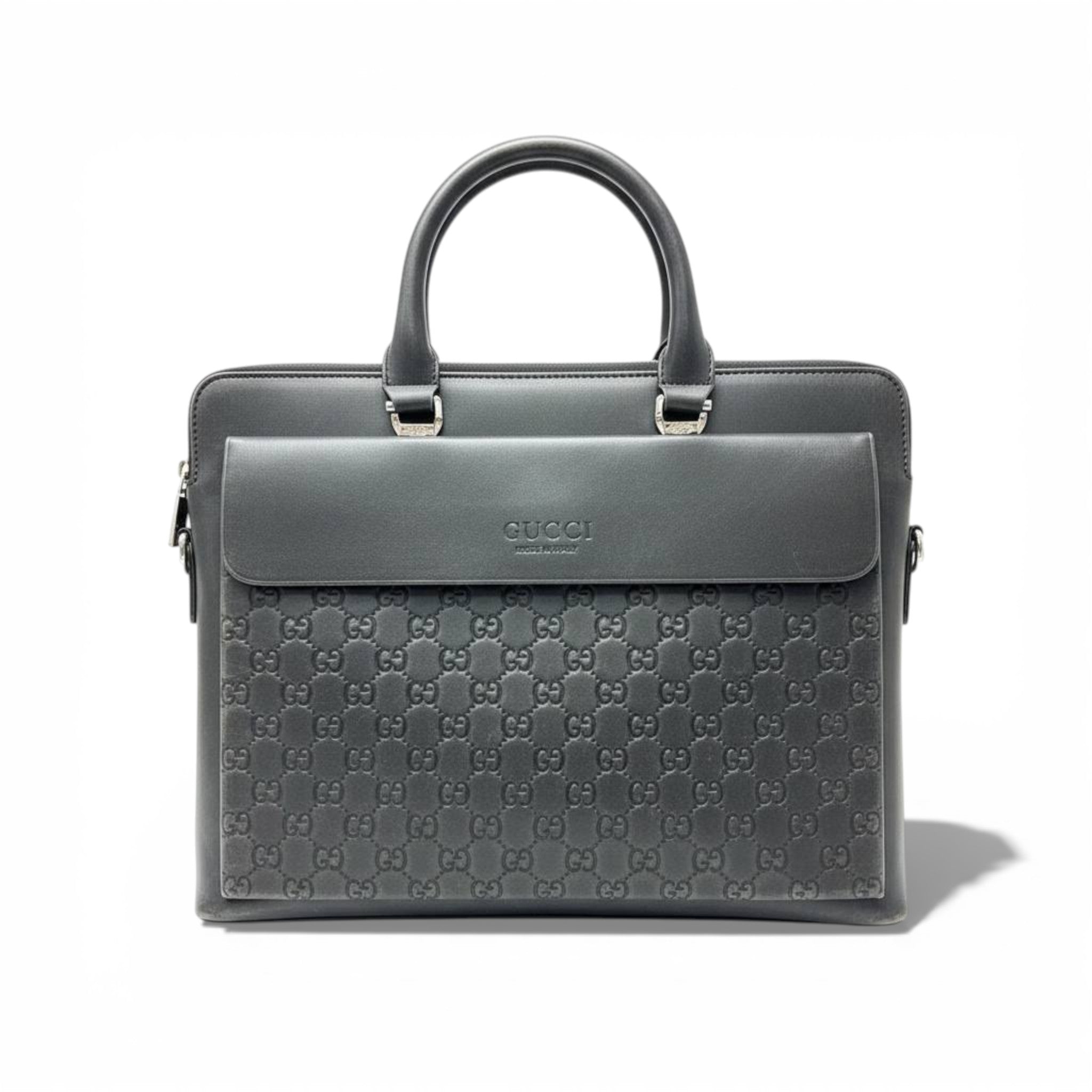 🖤 Gucci Black GG Embossed Leather Briefcase – Luxury Business Bag | Timeless Power 👔✨