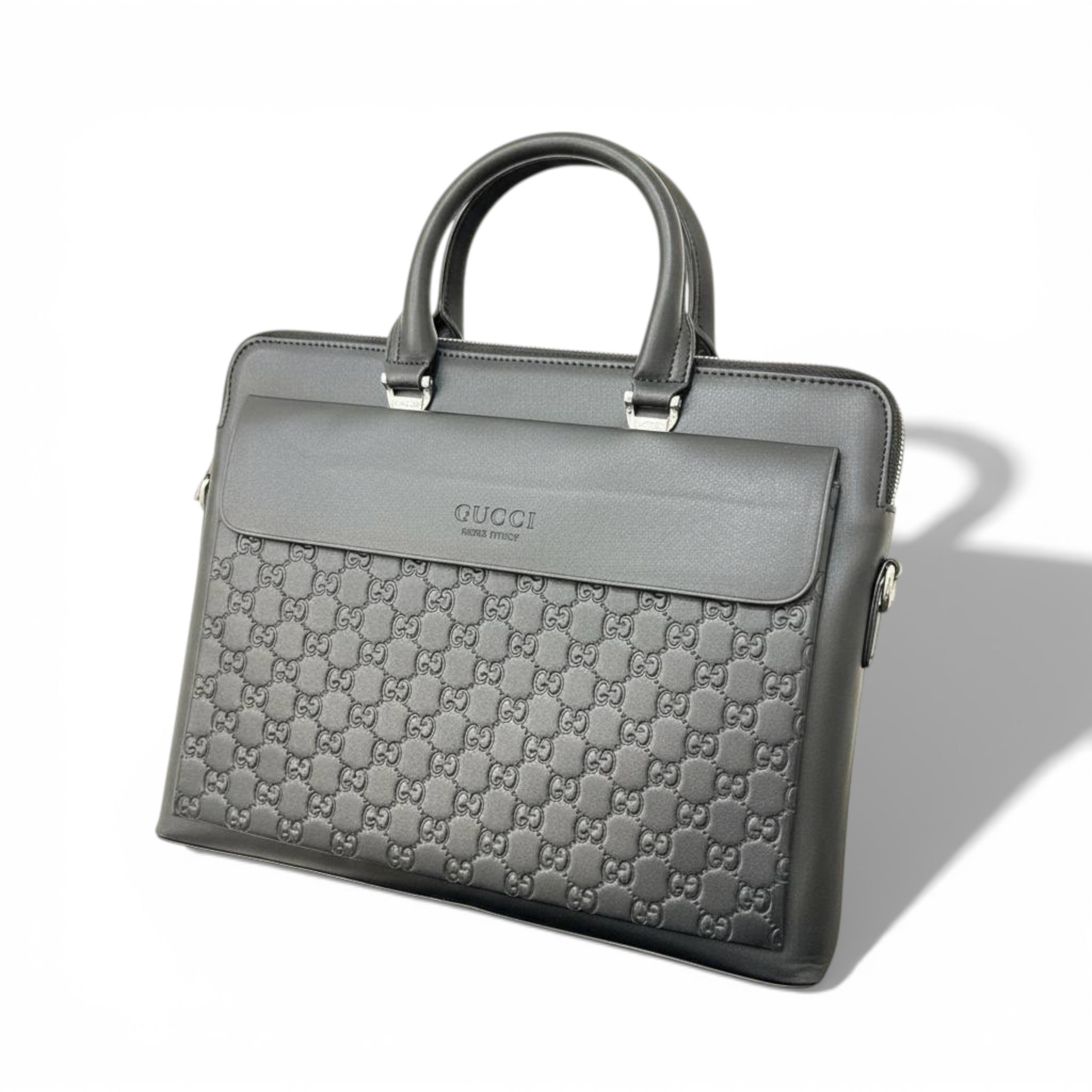 🖤 Gucci Black GG Embossed Leather Briefcase – Luxury Business Bag | Timeless Power 👔✨