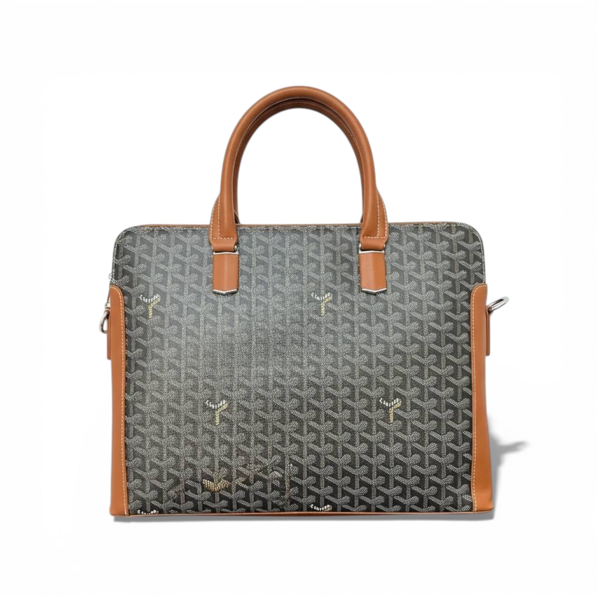 👜 Goyard Classic Monogram Structured Tote – Grey & Tan Leather | Timeless Luxury ✨