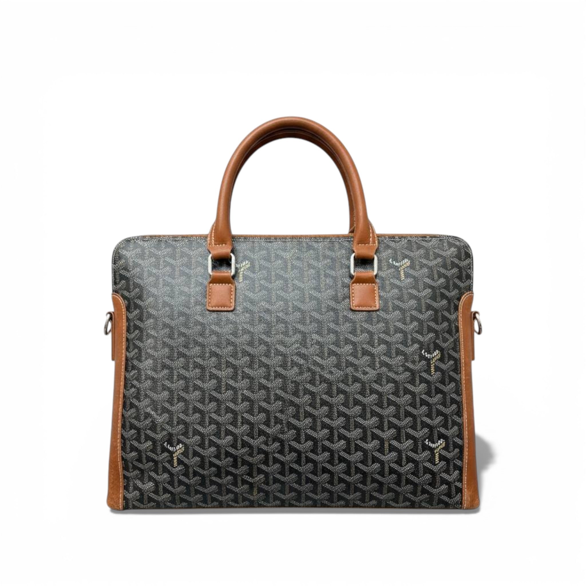 👜 Goyard Classic Monogram Structured Tote – Grey & Tan Leather | Timeless Luxury ✨