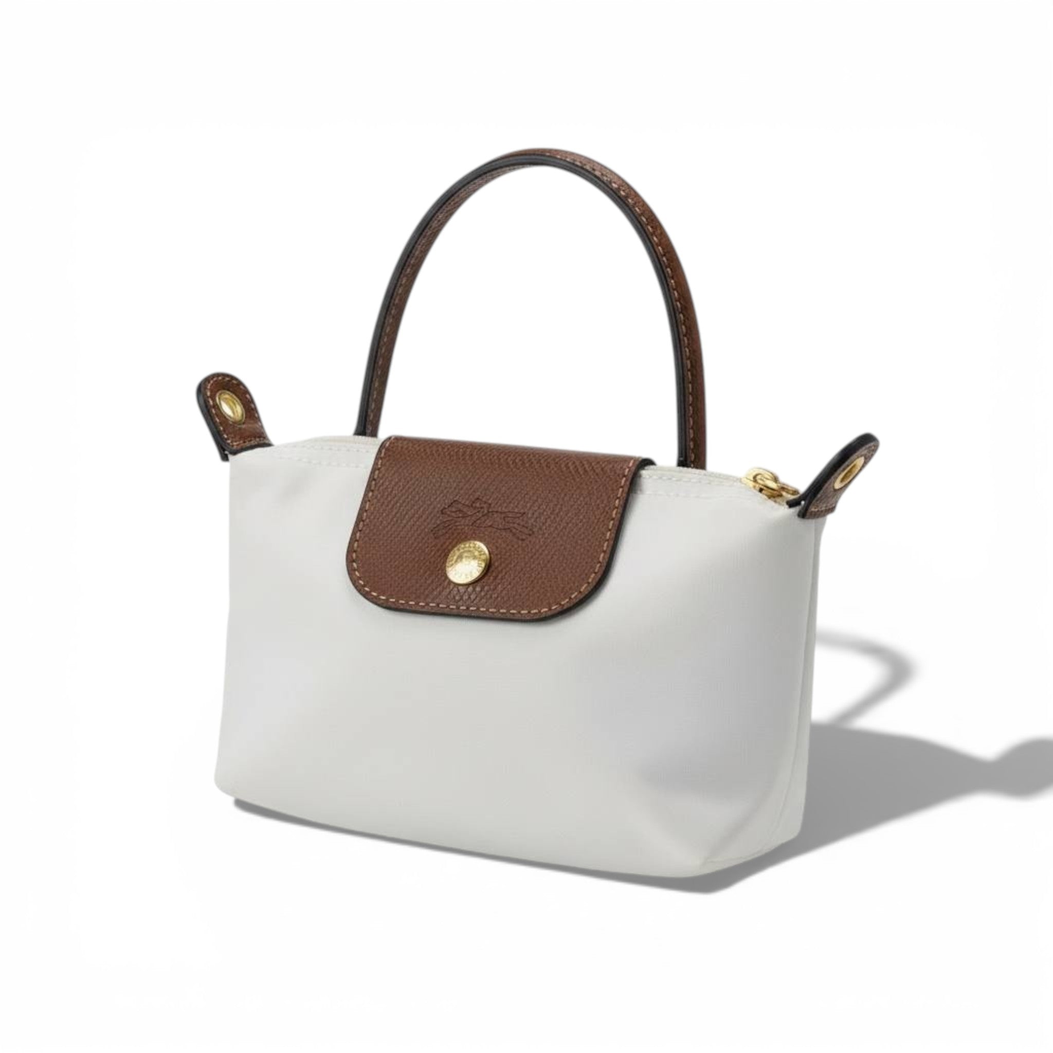 🤍 Elegant Mini Top-Handle Bag – White & Brown | Chic Everyday Style ✨