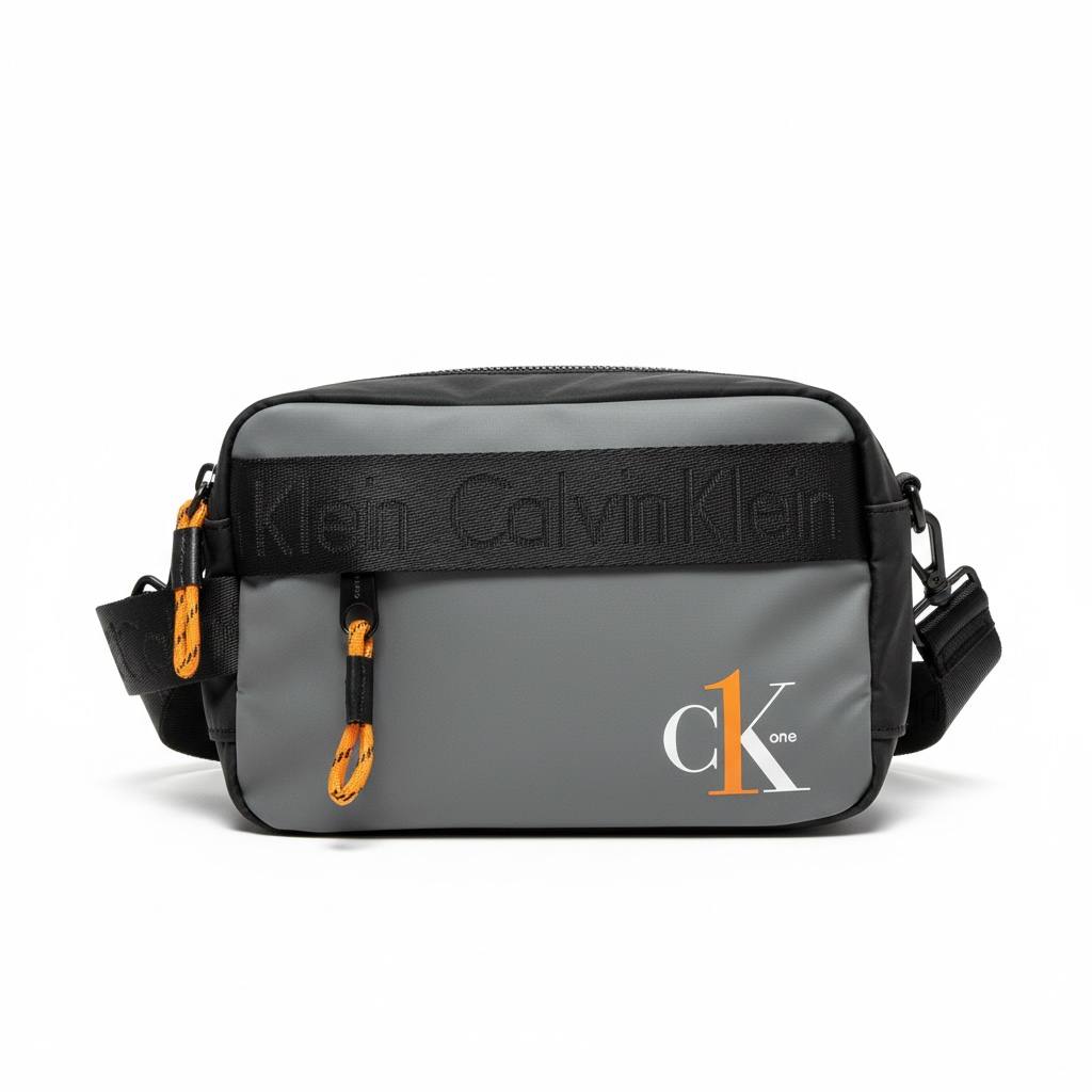 🧢 Calvin Klein CK One Crossbody Utility Bag – Grey & Black Urban Style