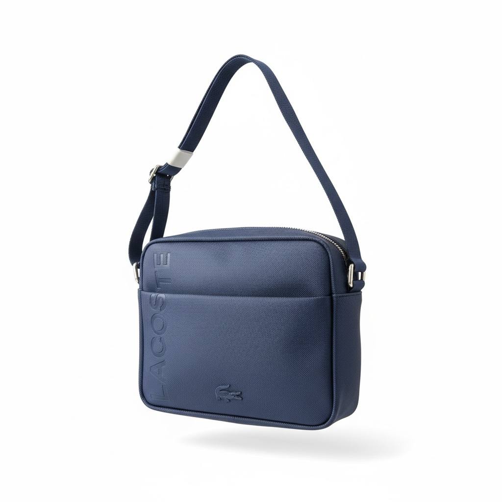 🐊 Lacoste Men’s Crossbody Bag – Navy Blue Minimal Elegance