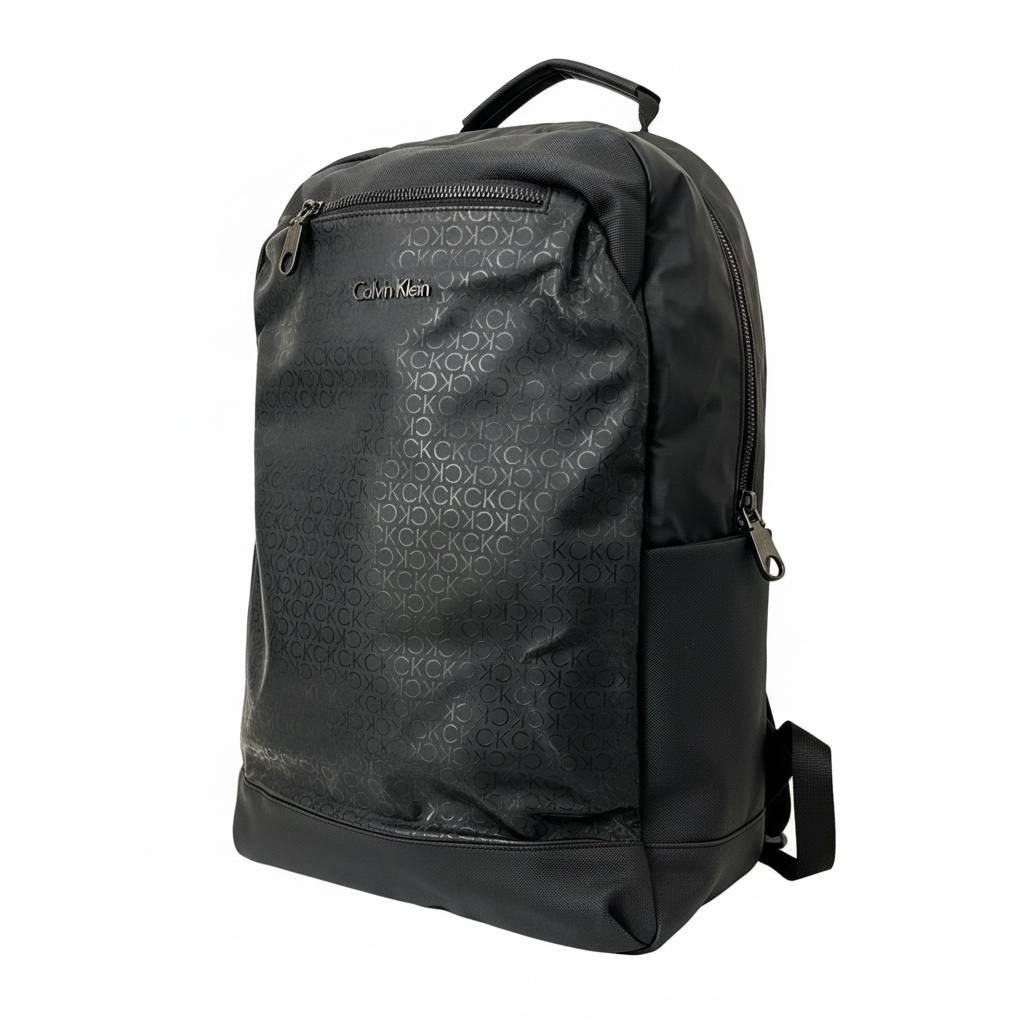 🎒 Calvin Klein Monogram Backpack – All-Black Modern Utility