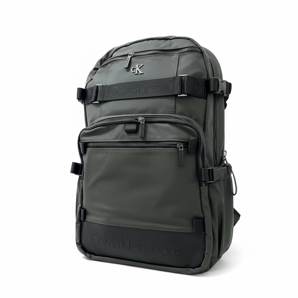 🎒 Calvin Klein Jeans Utility Backpack – Dark Green Modern Street Style