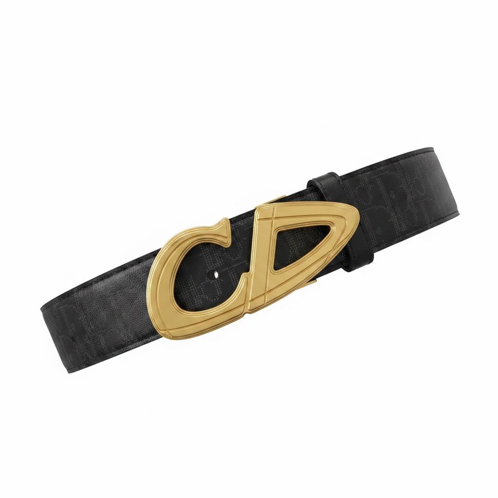 Christian Dior Luxury Monogram Belt 110CM – Gold CD Buckle Designer Statement Belt ✨🖤
