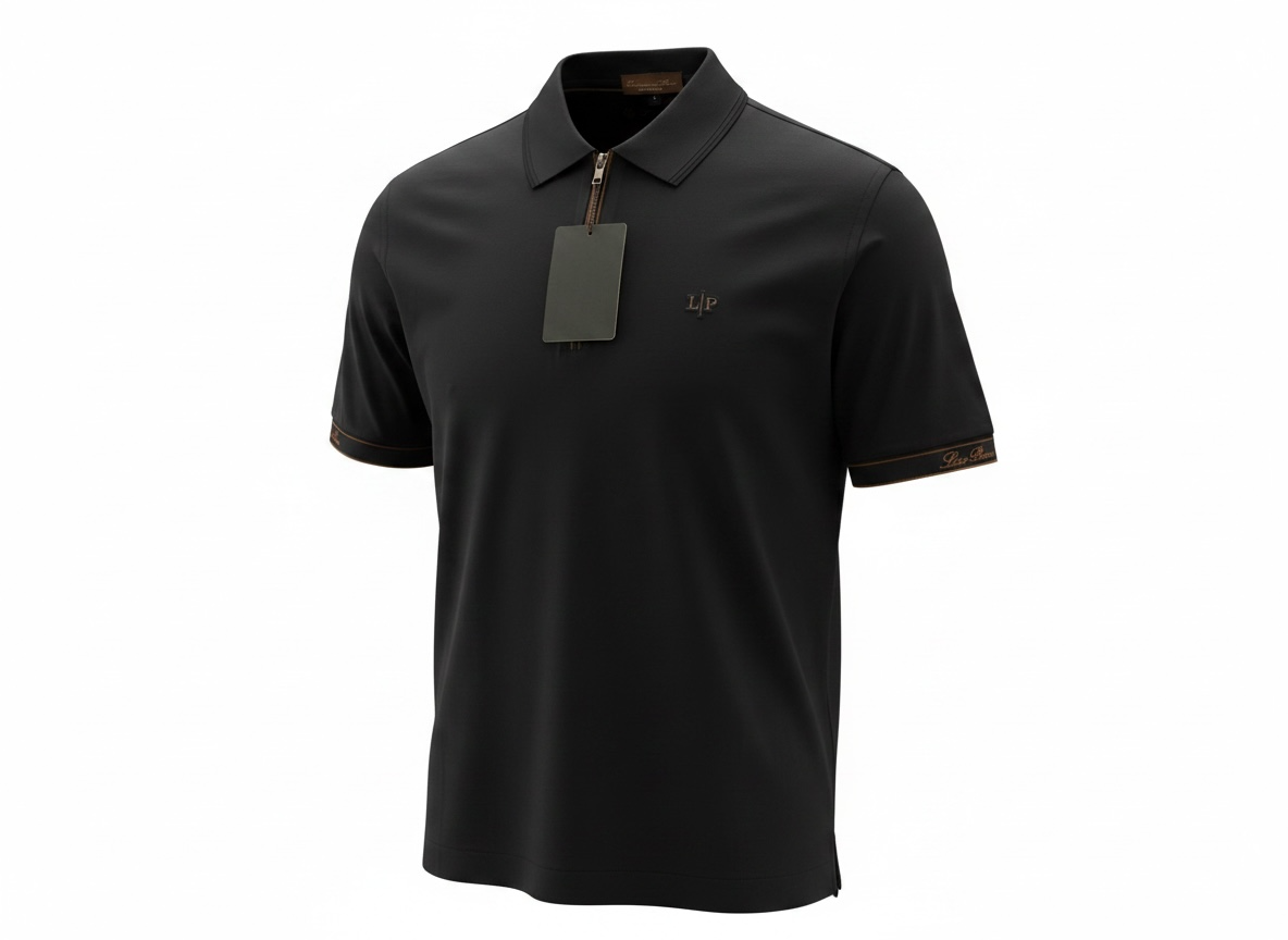 Loro Piana Black Half-Zip Polo Shirt ๐คโจ Premium Luxury Fit