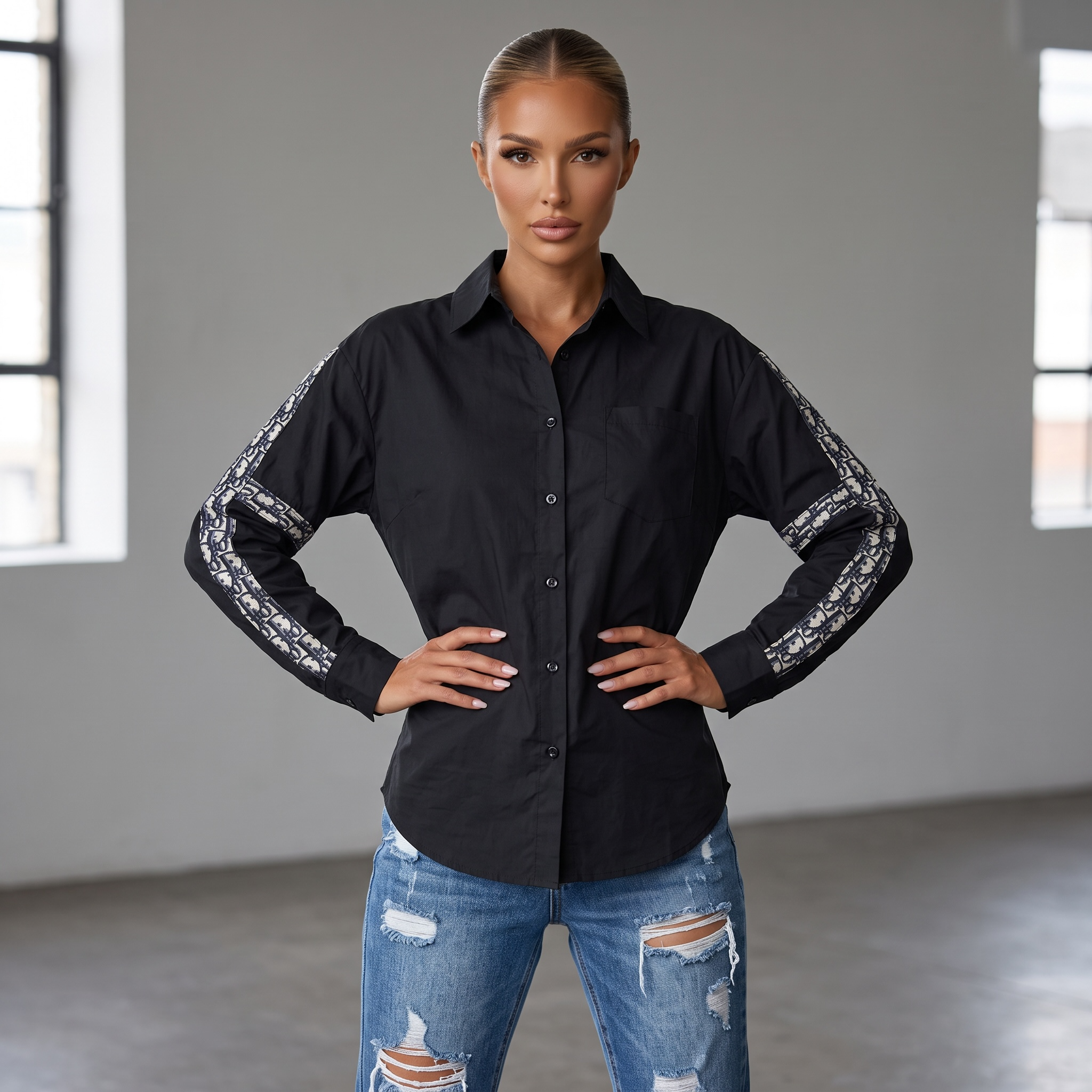 Dior Oblique Logo Oversized Shirt one size