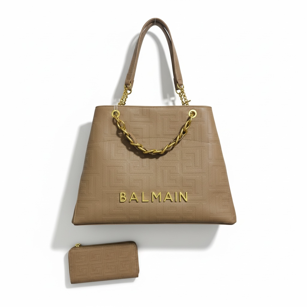 Balmain Monogram Tote Set 🤎✨ | Luxury Designer Handbag & Wallet
