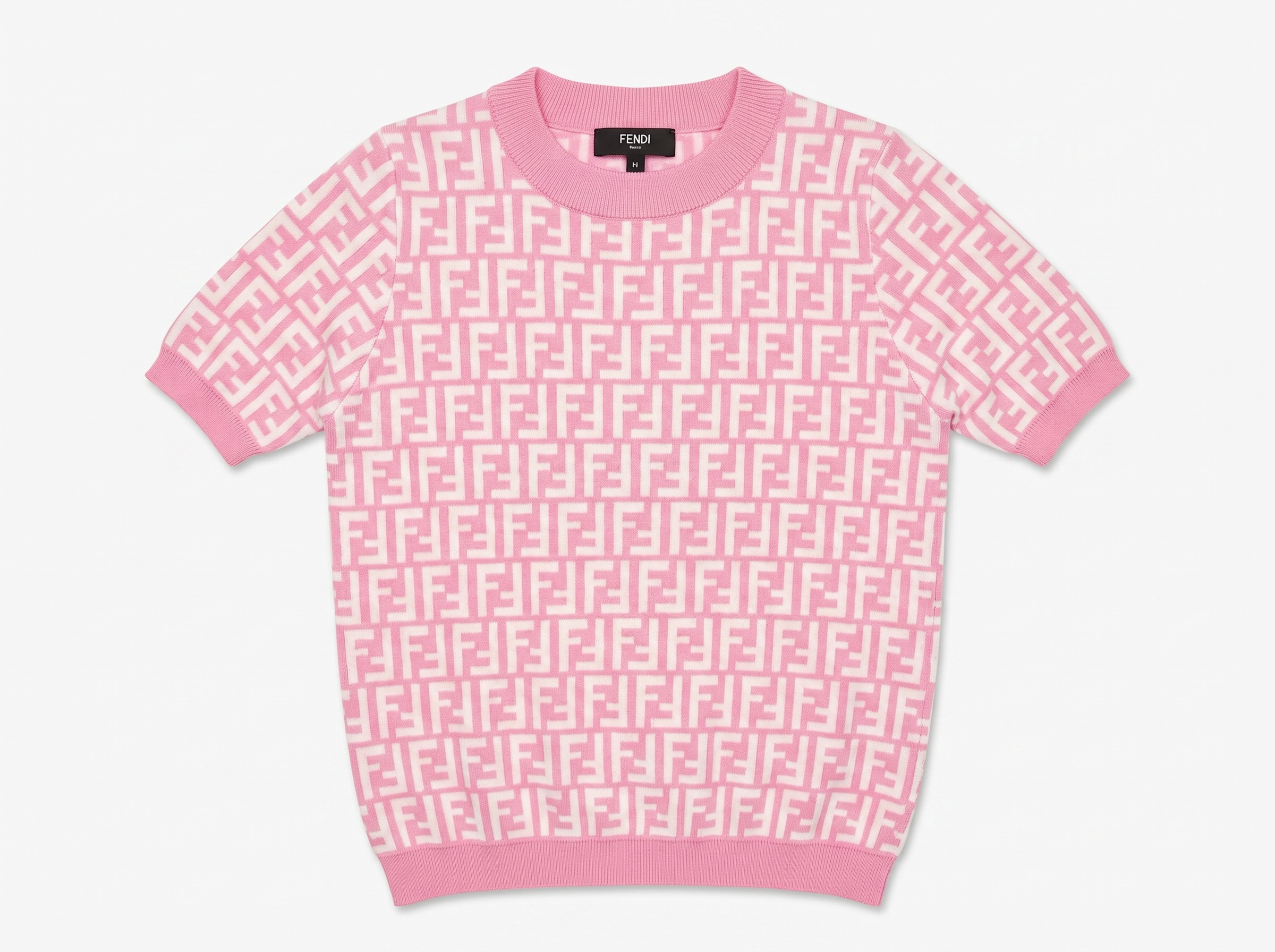 💖 Fendi FF Monogram Knit Top – Blush Pink Edition