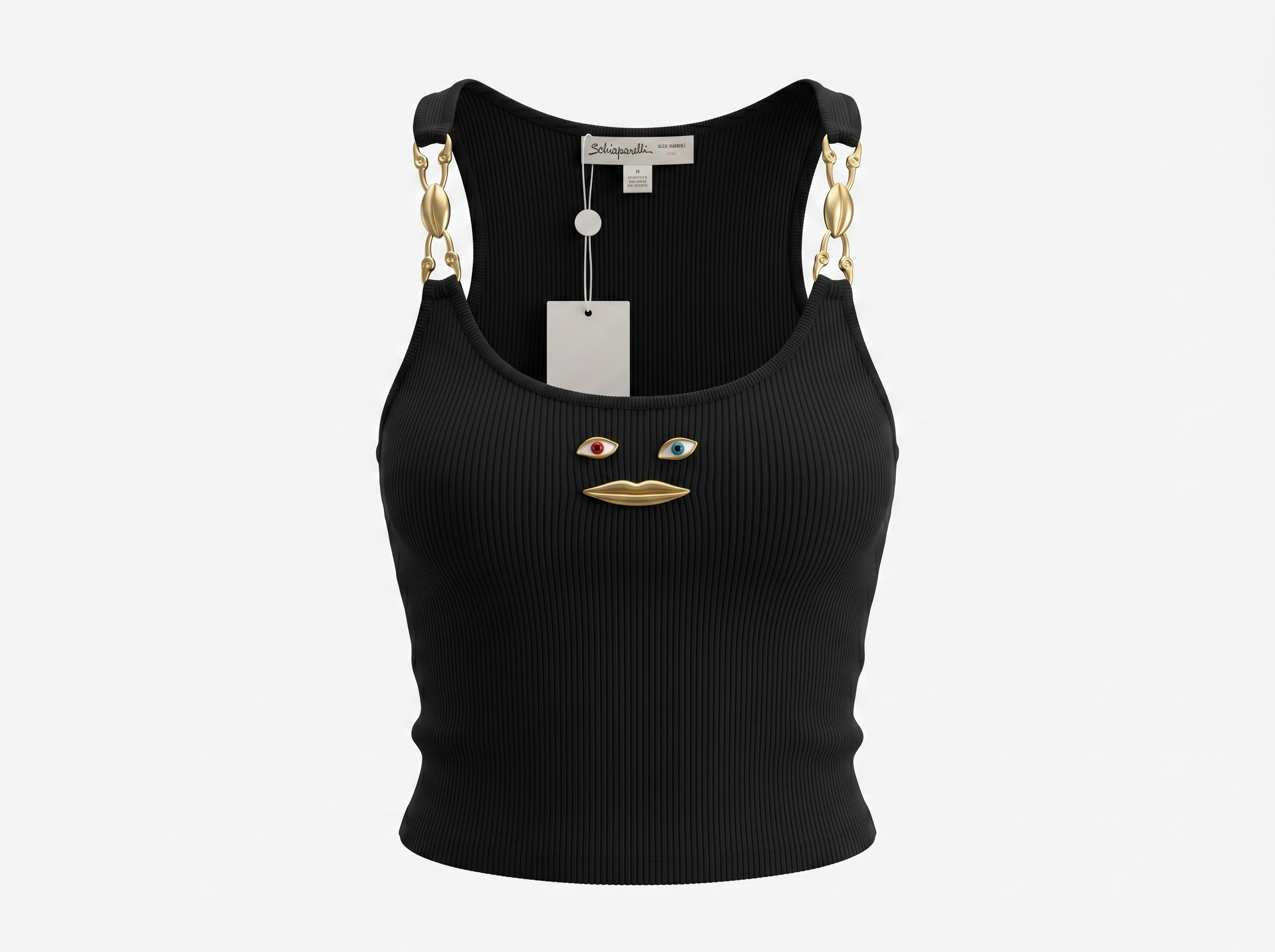 š¤ Schiaparelli Trompe LāÅil Face Ribbed Knit Tank Top one size