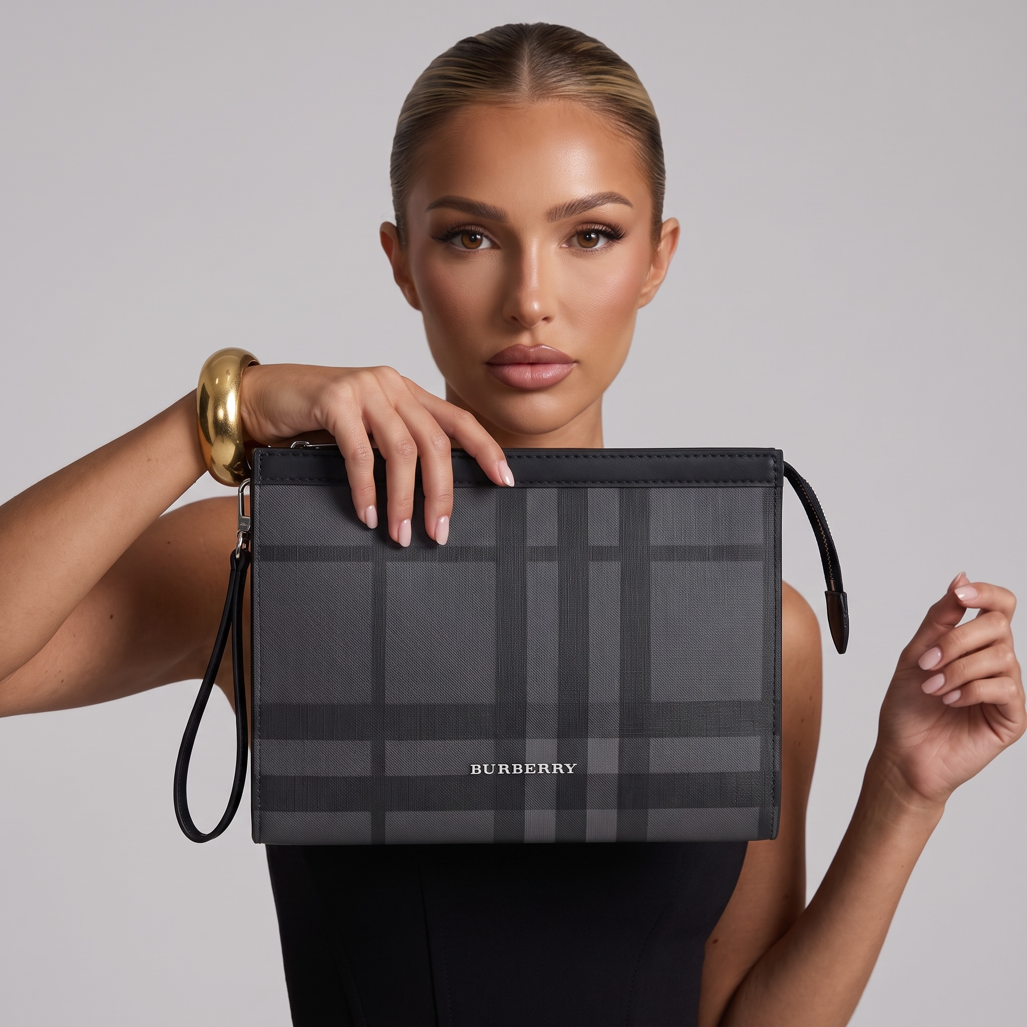 🖤 Burberry Charcoal Check Zip Pouch
