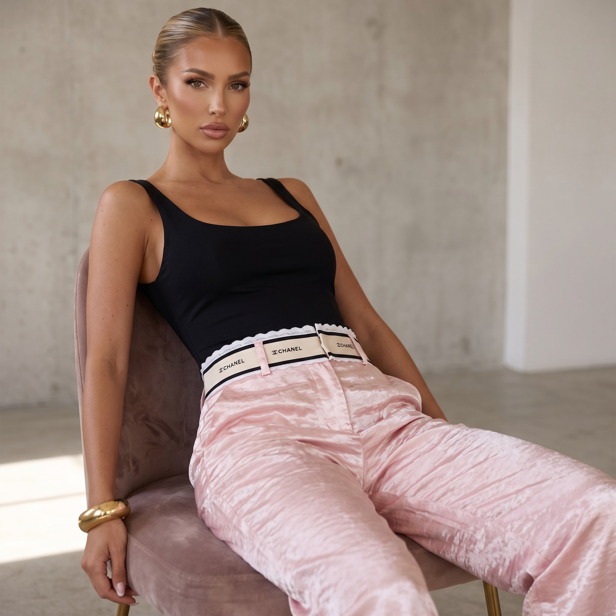 Chanel Satin Wide-Leg Trousers ✨🌸🤍