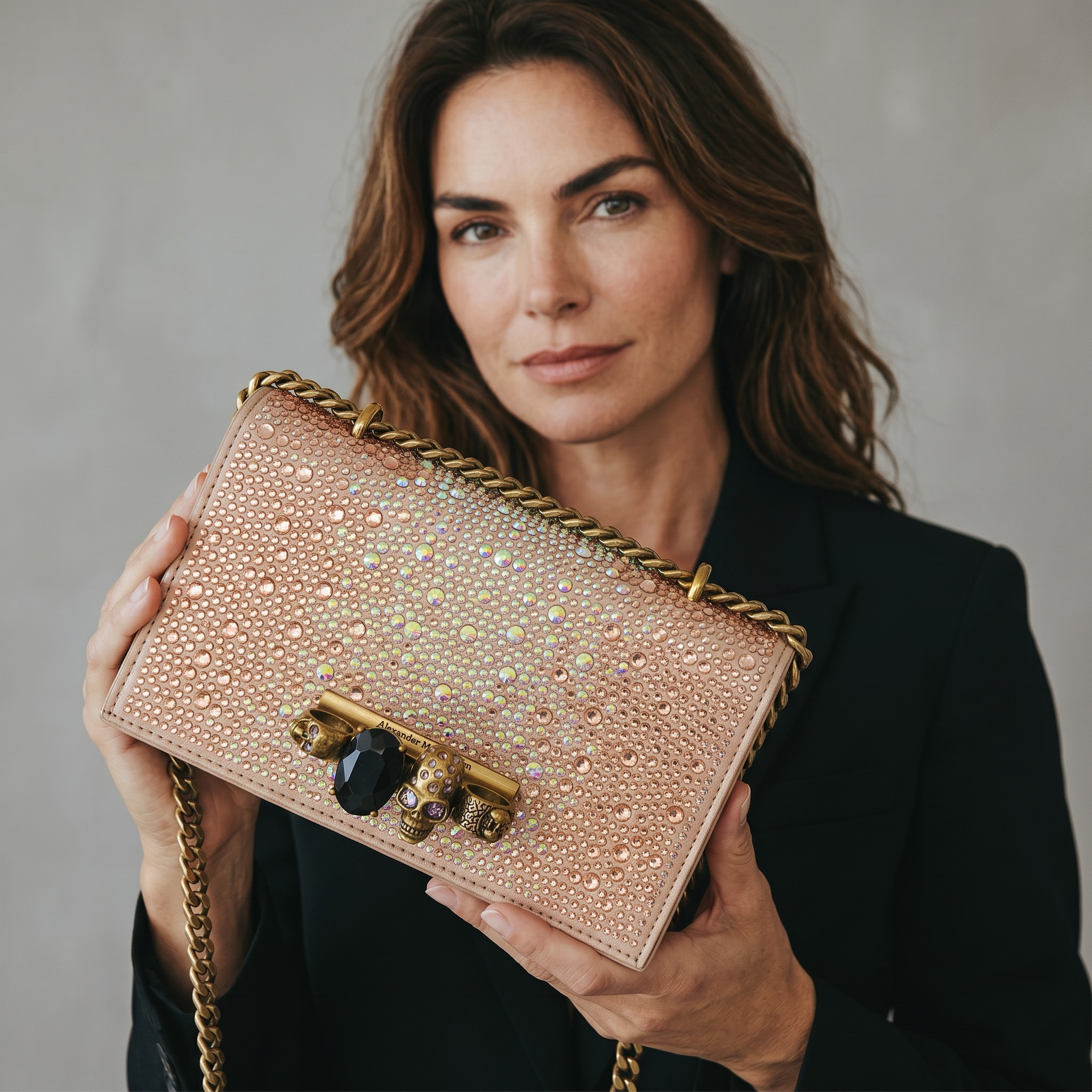 Alexander McQueen Blush Crystal Skull Clutch ✨🌸☠️