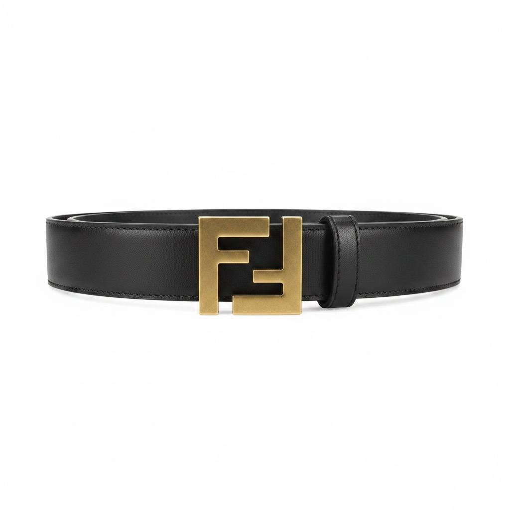 Fendi Luxury Black Leather Belt – Gold FF Buckle 125CM 🖤✨
