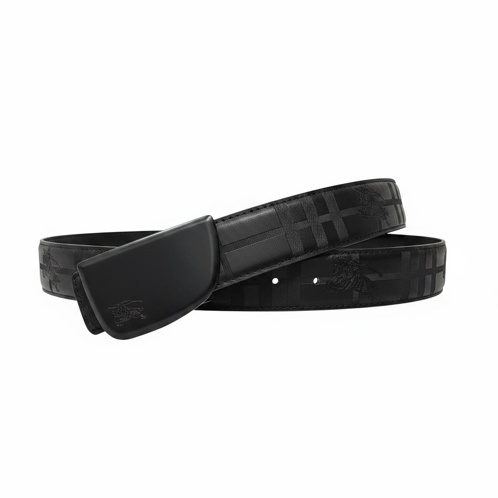 Burberry Luxury Check Black Belt – Matte Buckle 125CM 🖤🔥