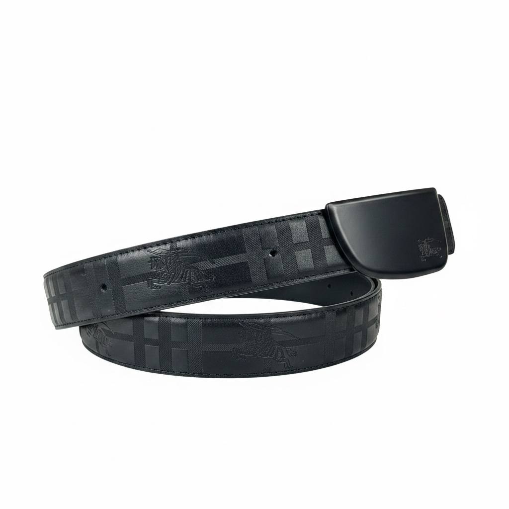 Burberry Luxury Check Black Belt – Matte Buckle 125CM 🖤🔥