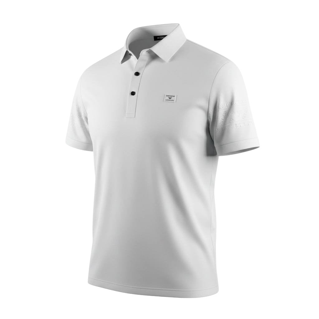 Armani White Premium Polo Shirt – Luxury Smart Casual Essential 🤍✨