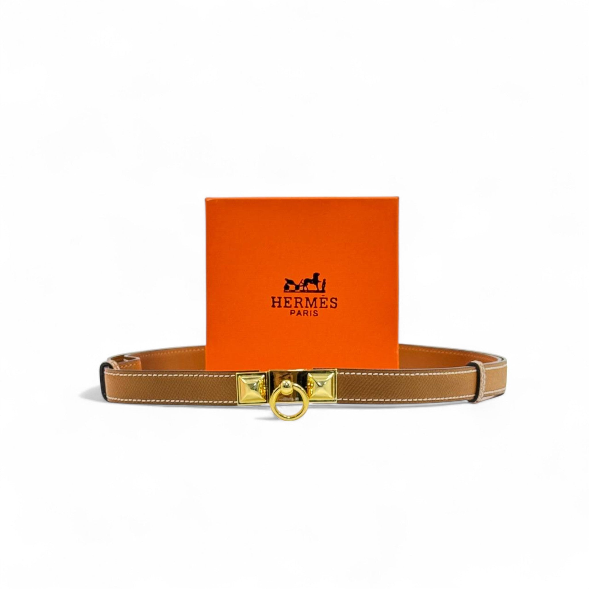 Hermès CDC Belt 🤎 | 125cm | Gold Leather with Gold Collier de Chien Buckle + Box