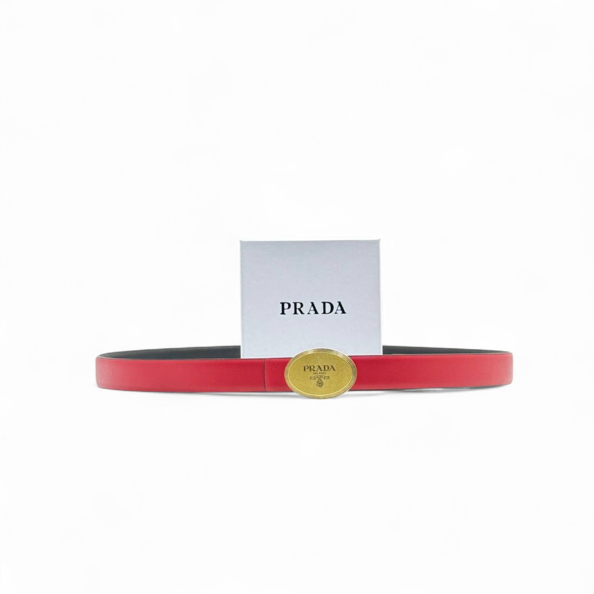 Prada Red Leather Belt ❤️ | 125cm with Gold Oval Buckle & Box