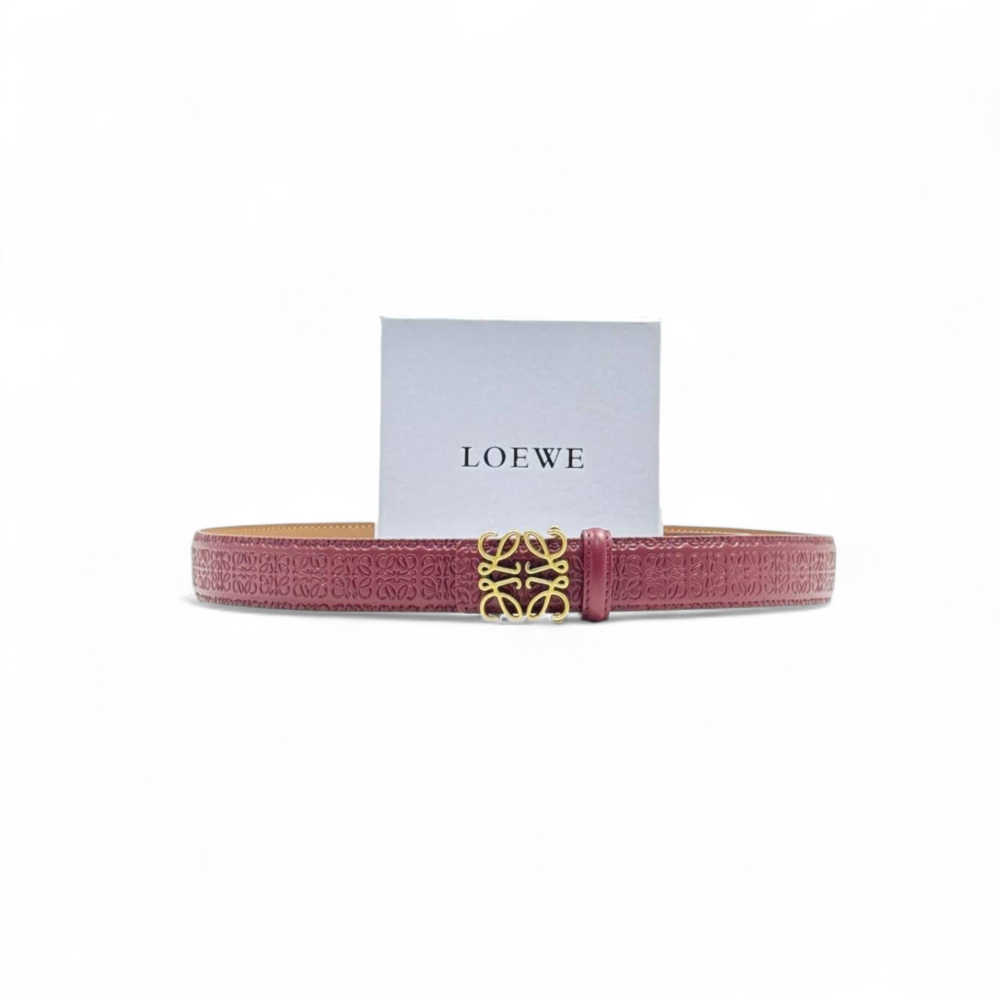 Loewe Embossed Pink Belt 💗 Gold Anagram Buckle | 125cm | With Box