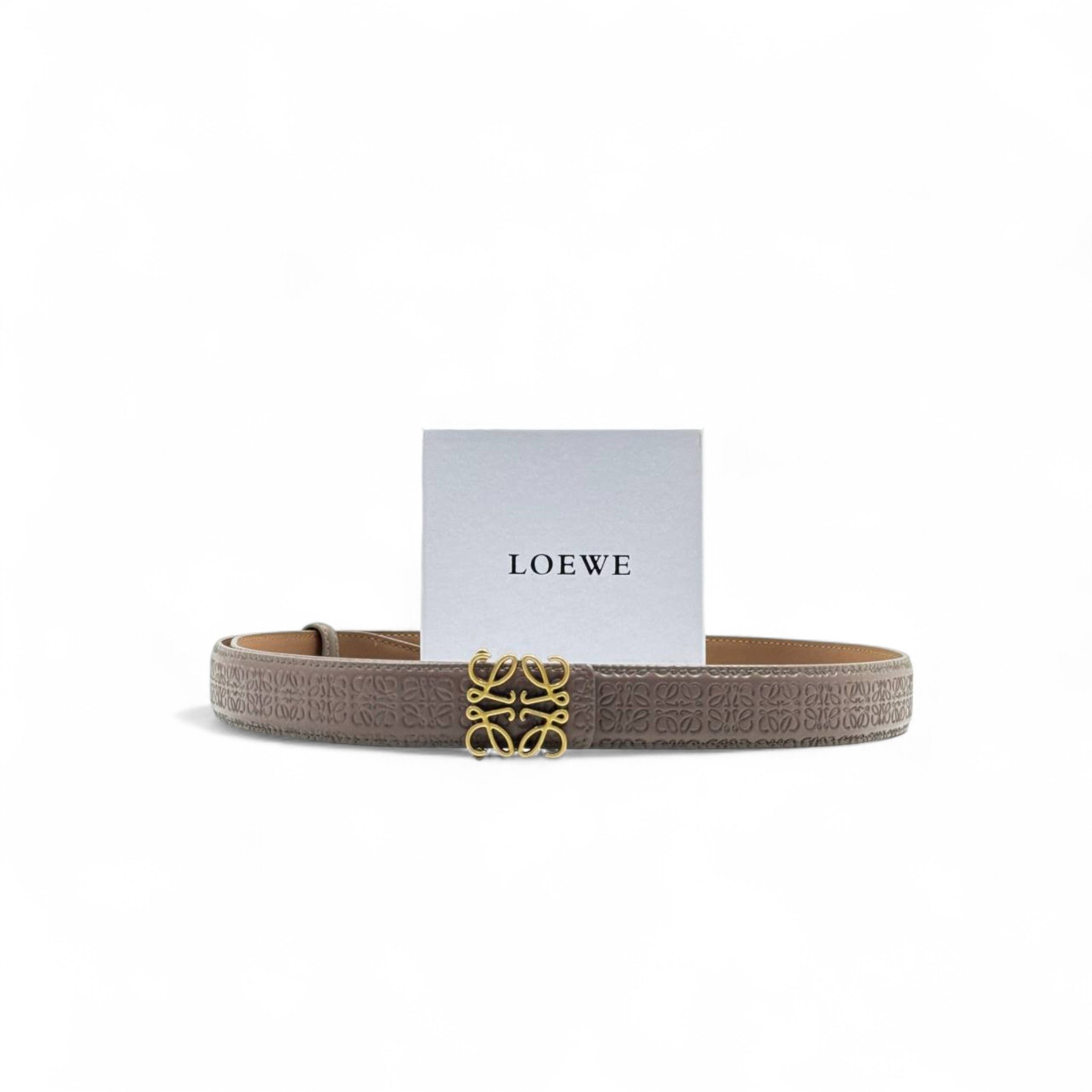 Loewe Taupe Embossed Belt 🪶 Gold Anagram Buckle | 125cm | With Box