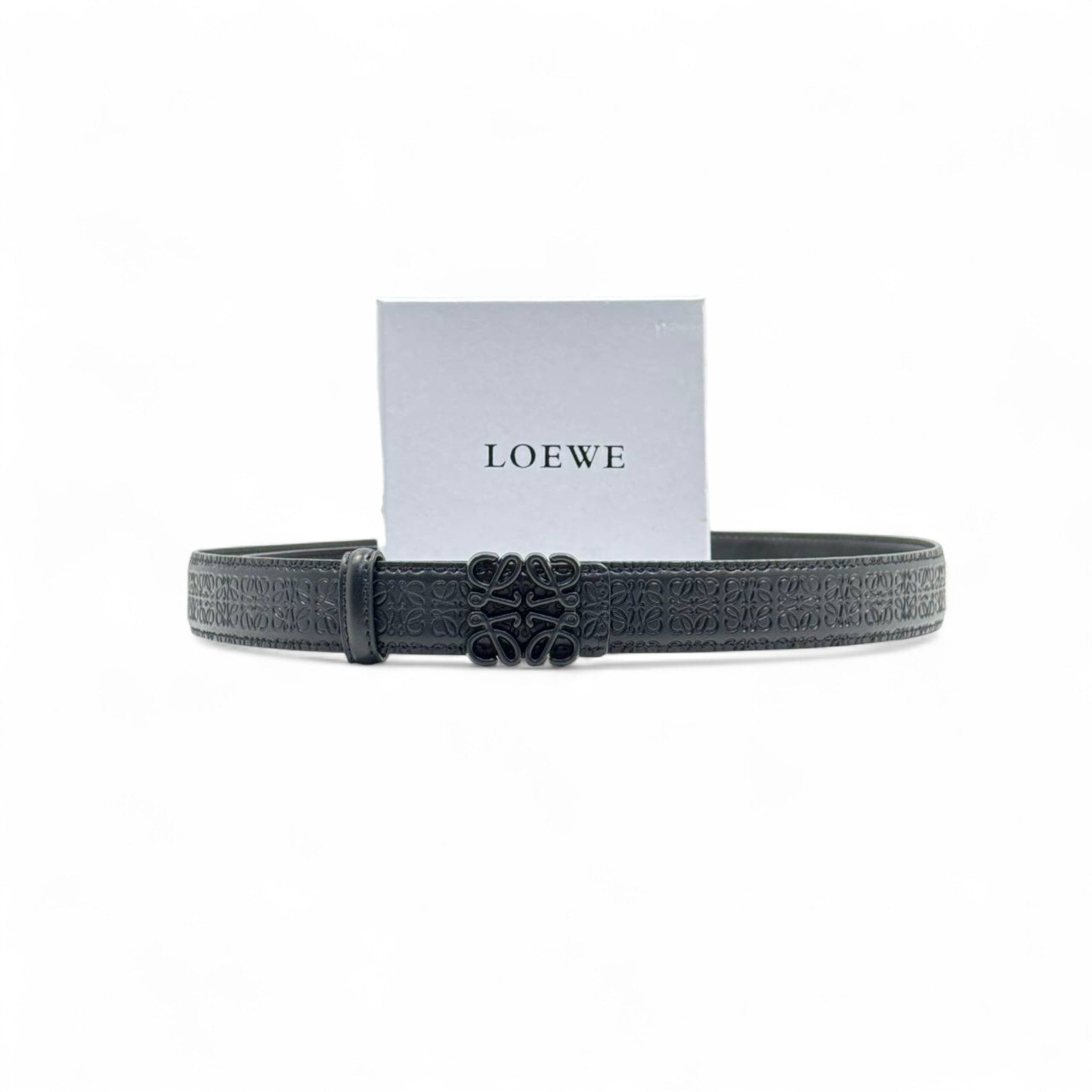 Loewe Black on Black Embossed Leather Belt 🖤 | 125cm | Full Black Buckle | With Box