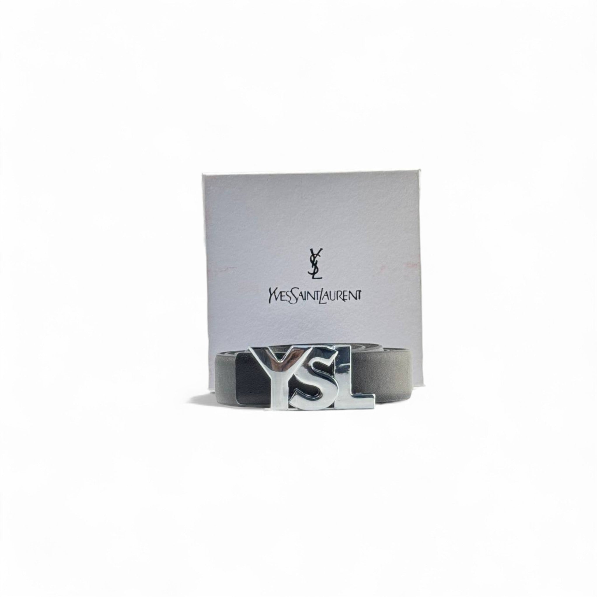 🖤 YSL Monogram Belt – 125cm Black with Silver Logo Buckle 🕶️✨
