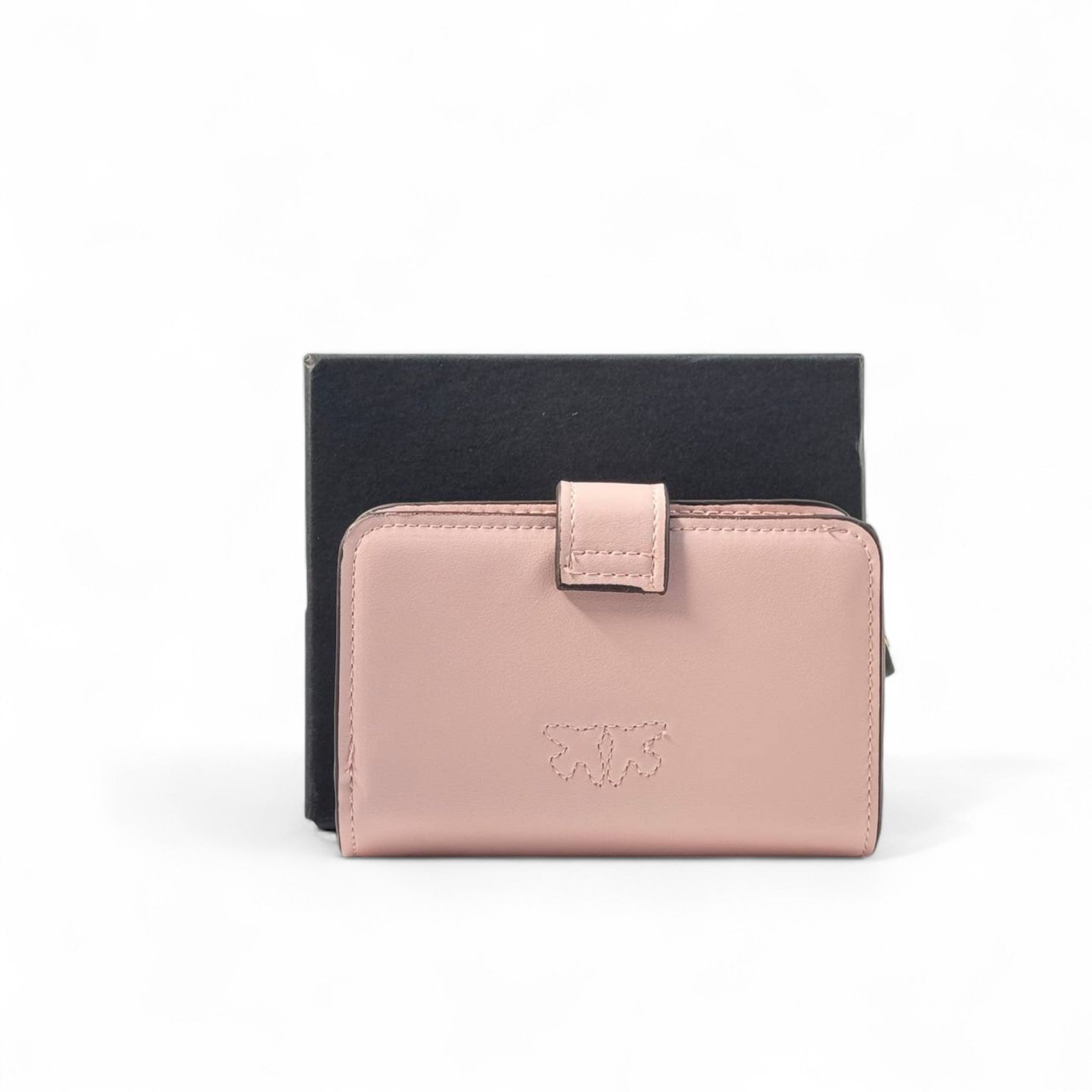 💗 Pinko Love Birds Wallet – Blush Pink with Gold Buckle Closure ✨