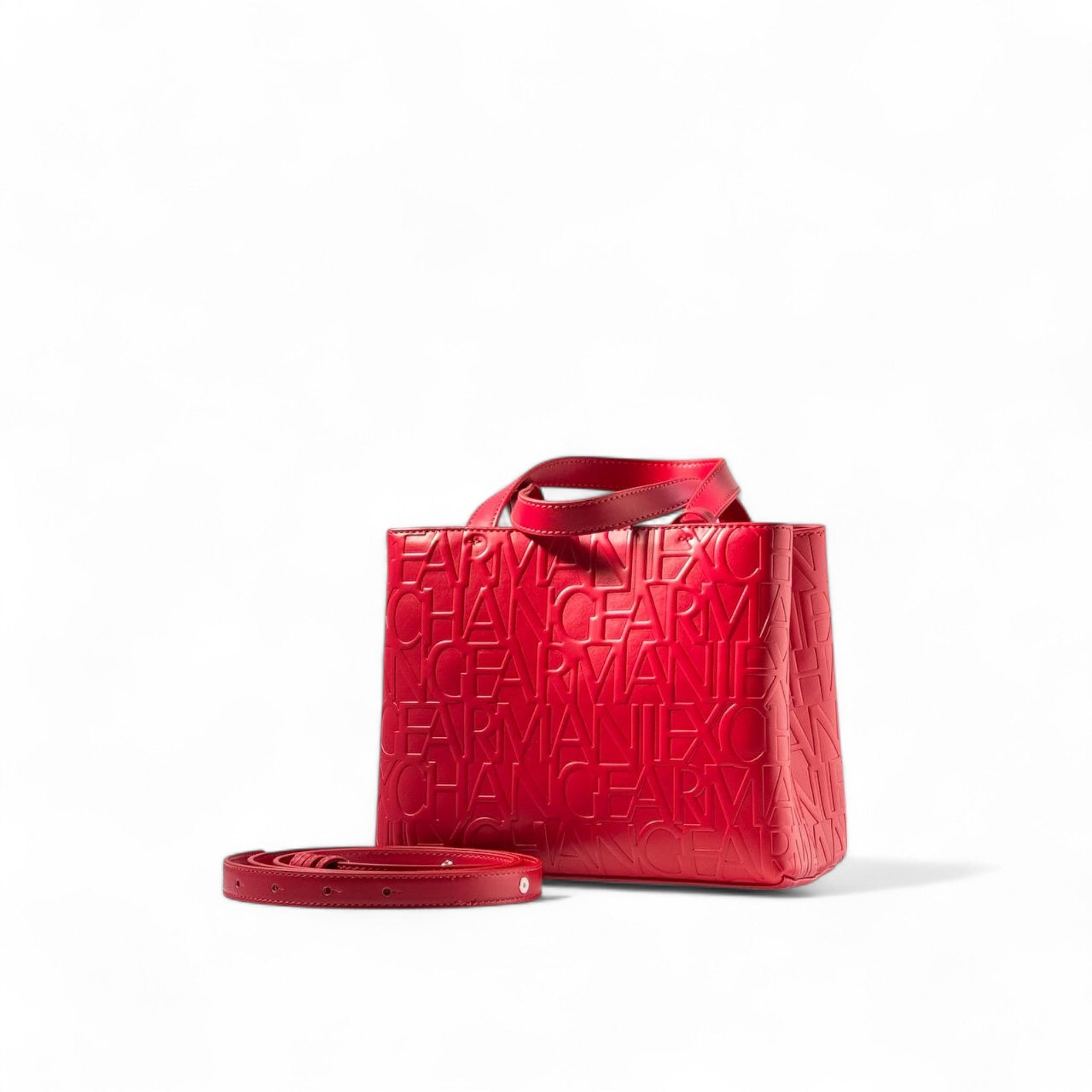 ❤️ Armani Exchange Red Embossed Tote Bag – Bold & Chic