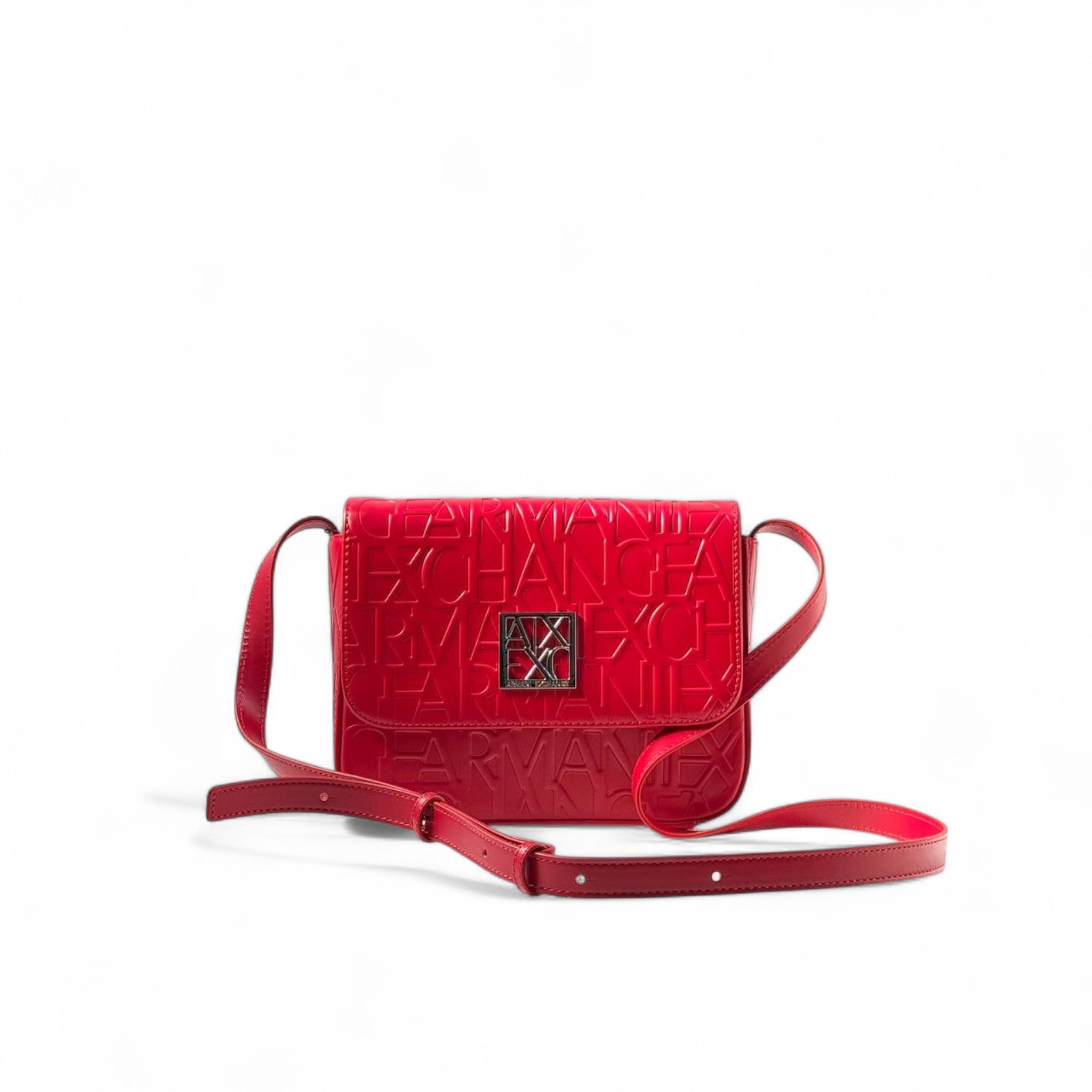 ๐ฅ Armani Exchange Red Embossed Crossbody Bag โ Sleek & Bold
